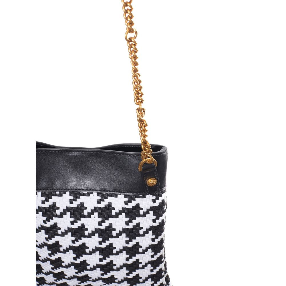 Versace Black And White Leather And Textile Shoulder Bag - PreLoved & Luxe