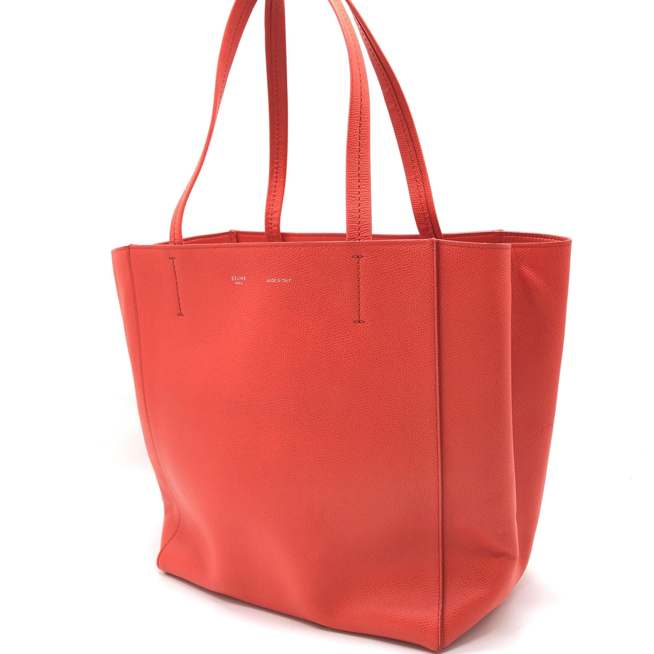 Celine Cabas Phantom Red Pebbled Leather Tote Bag - PreLoved & Luxe