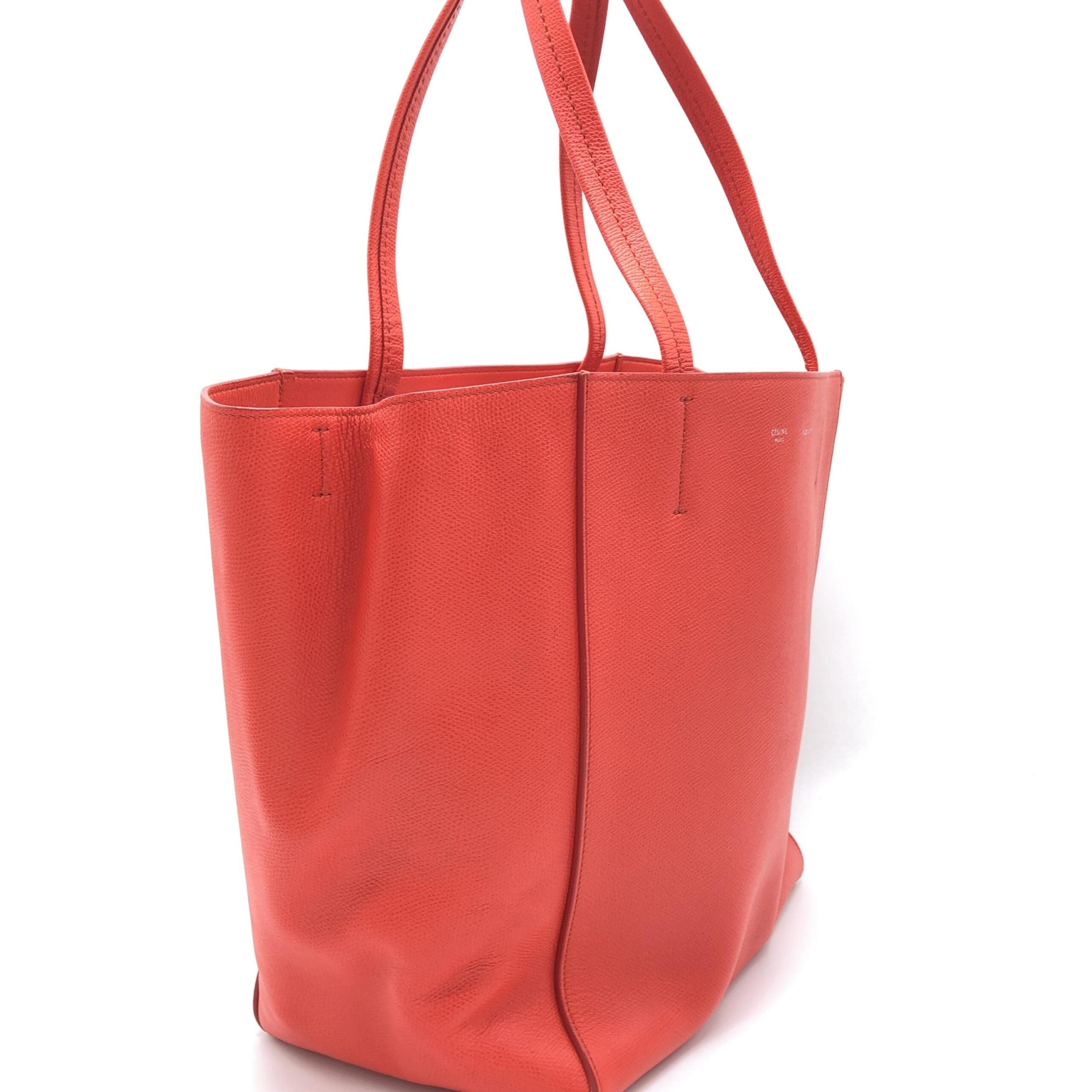 Celine Cabas Phantom Red Pebbled Leather Tote Bag - PreLoved & Luxe