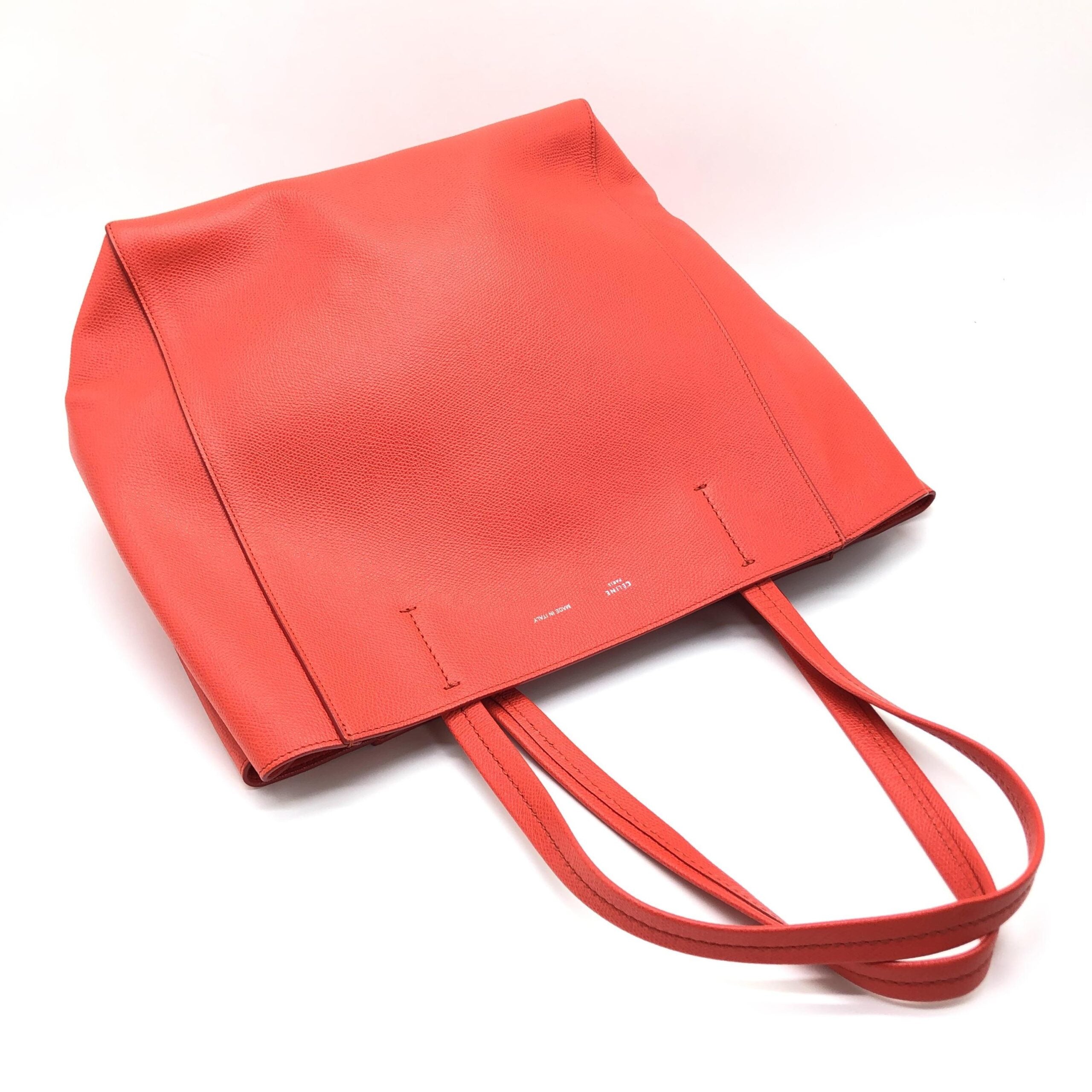 Celine Cabas Phantom Red Pebbled Leather Tote Bag - PreLoved & Luxe
