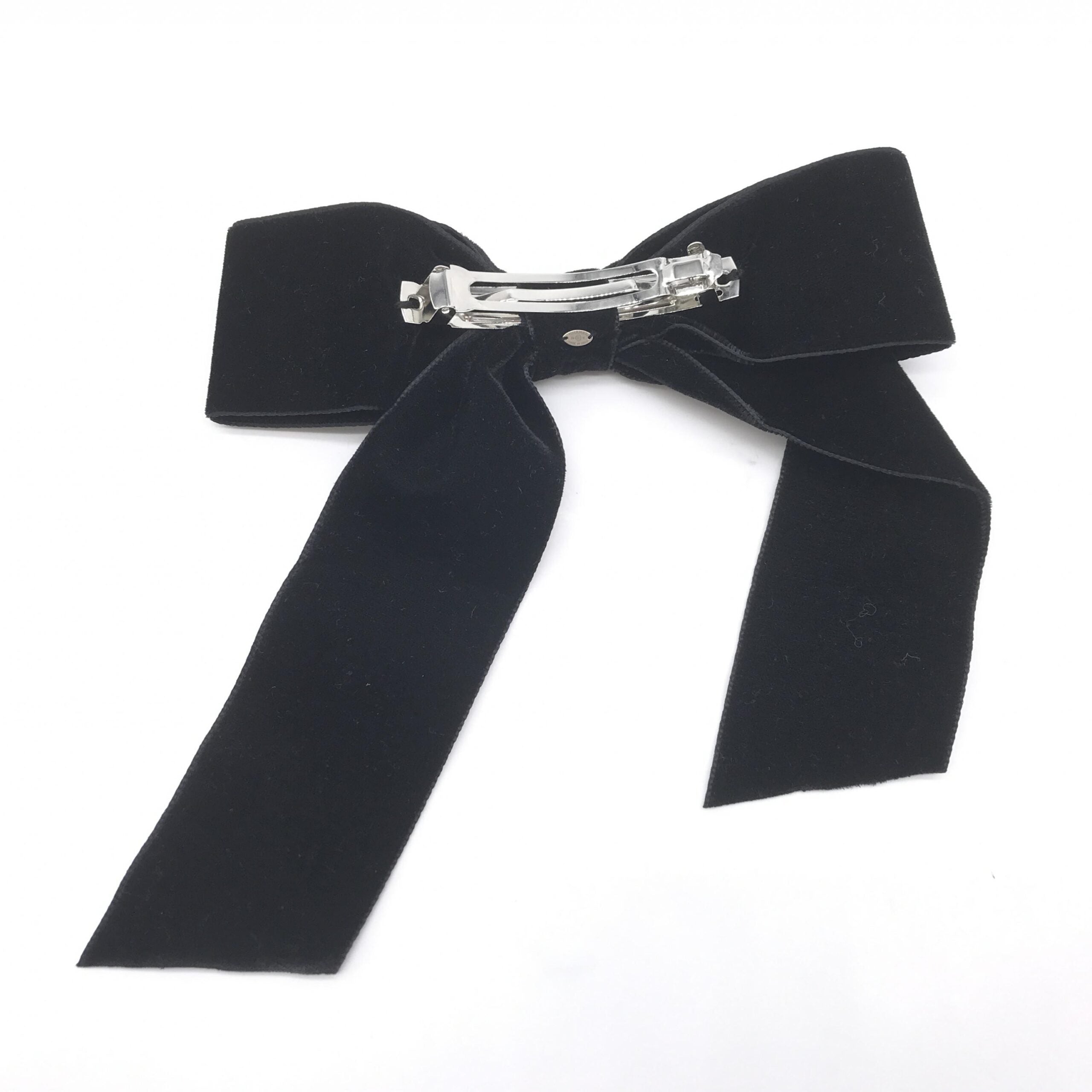 Chanel Black Velvet Bow Hair Clip