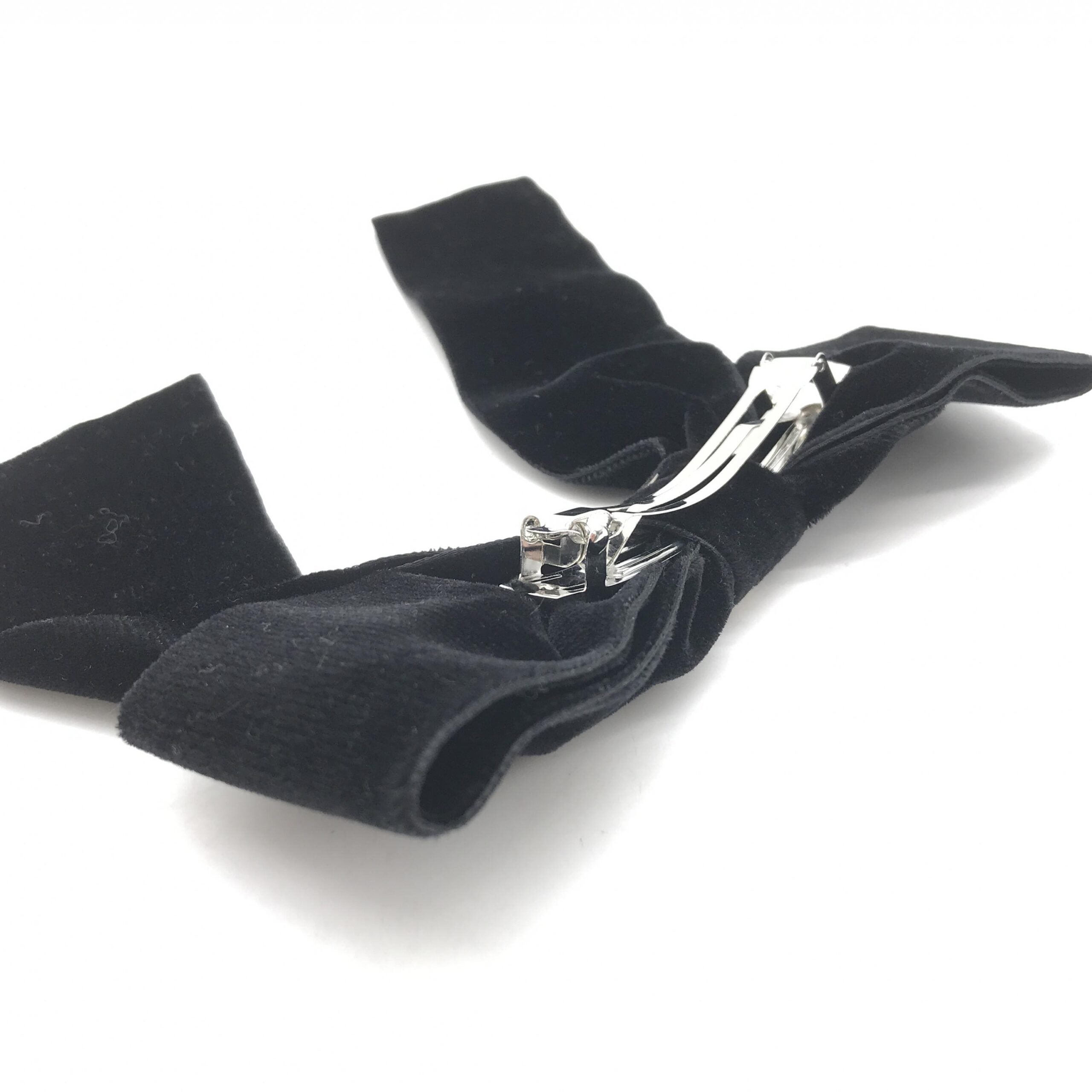 Chanel Black Velvet Bow Hair Clip