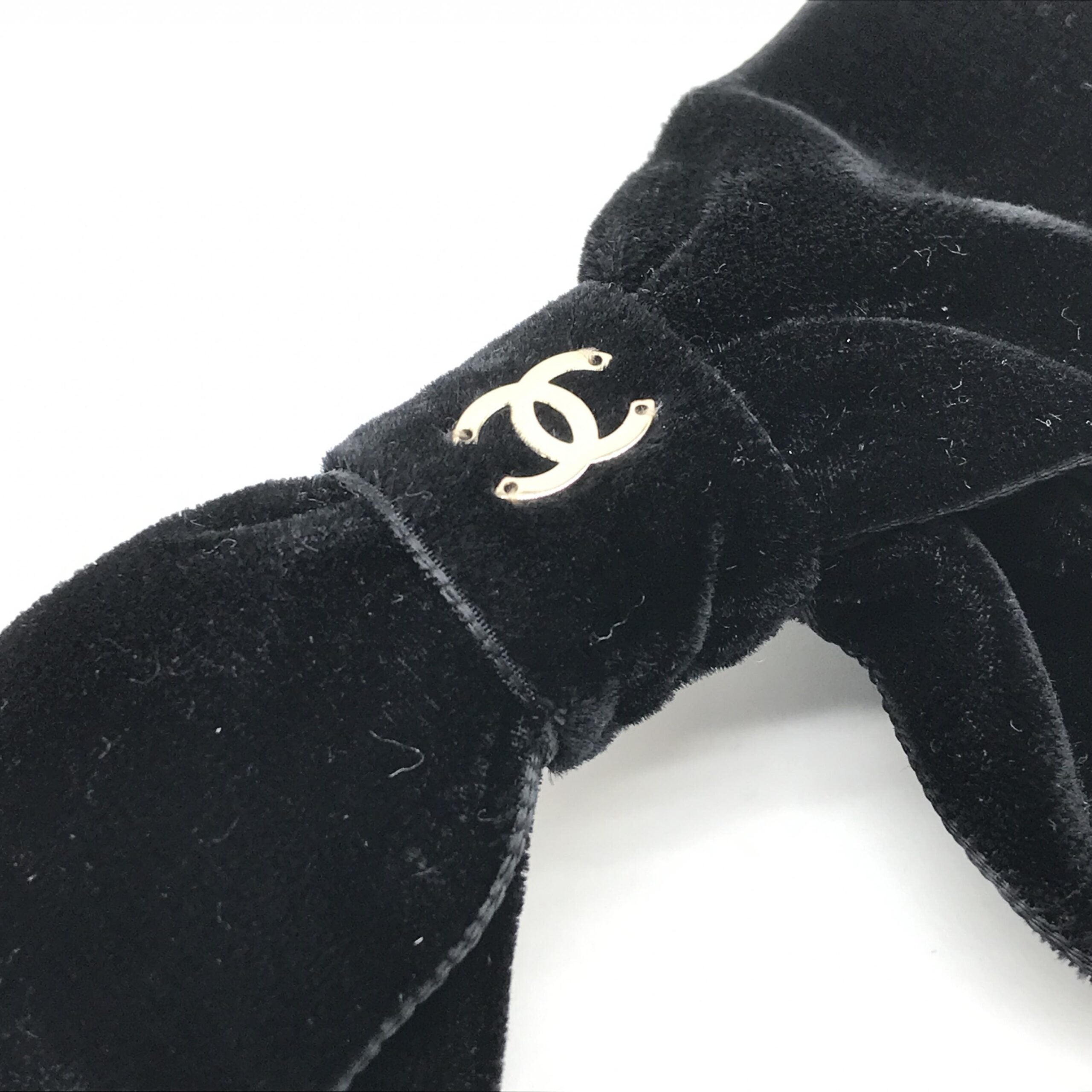 Chanel Black Velvet Bow Hair Clip