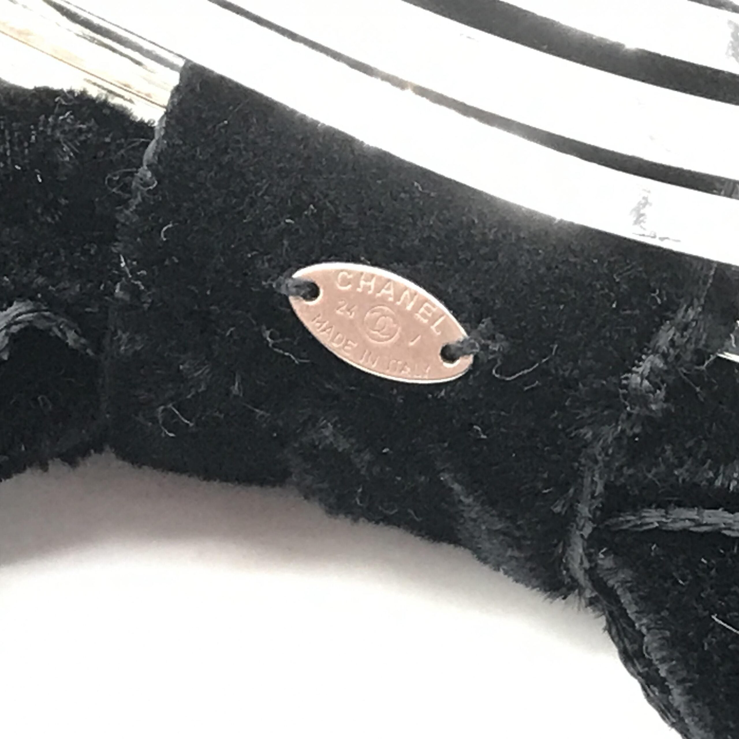 Chanel Black Velvet Bow Hair Clip