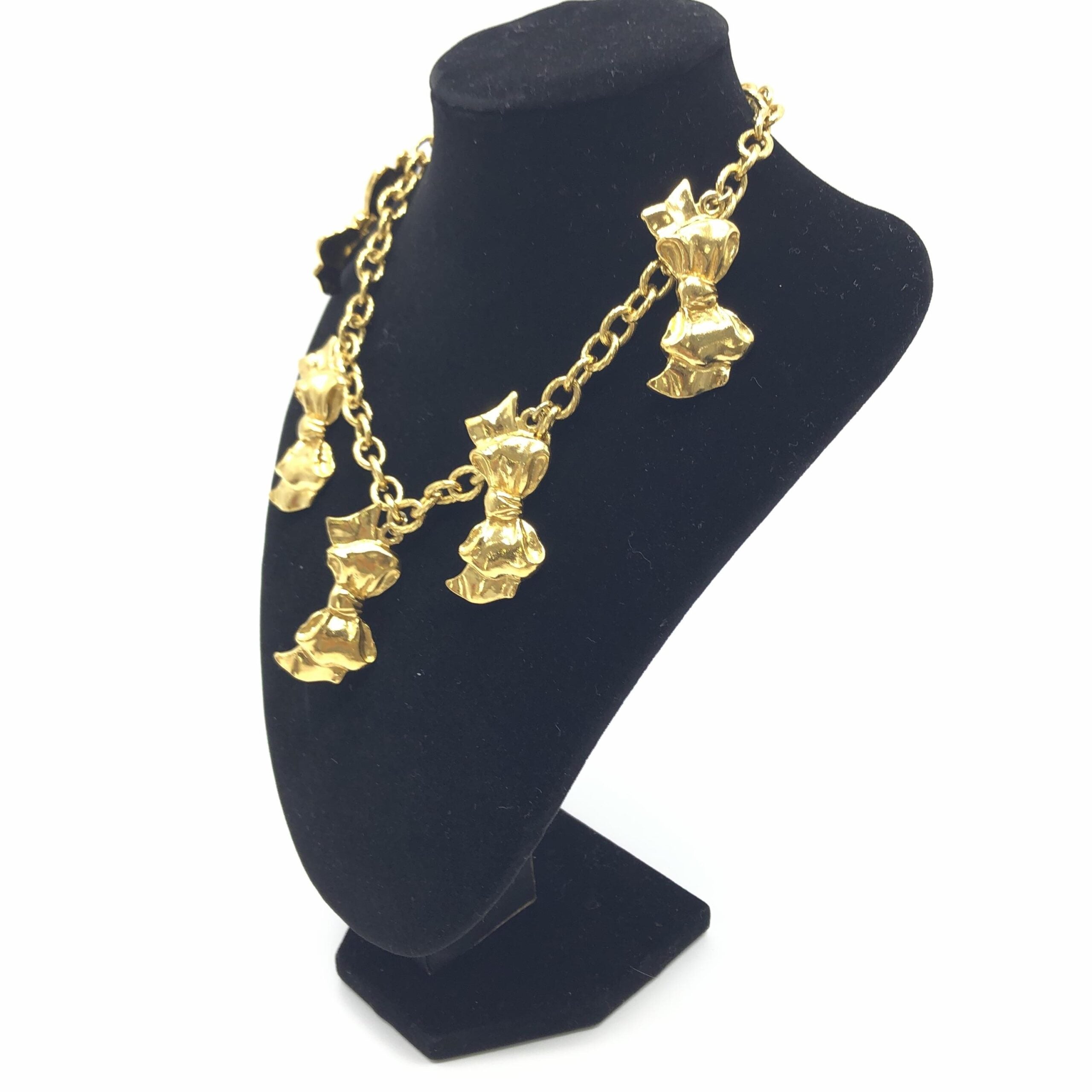 Pre-Owned Chanel Gold Plated Chain Necklace With Bow Charms Gold  Women's AB (Very Good — between Lightly Used and Used)