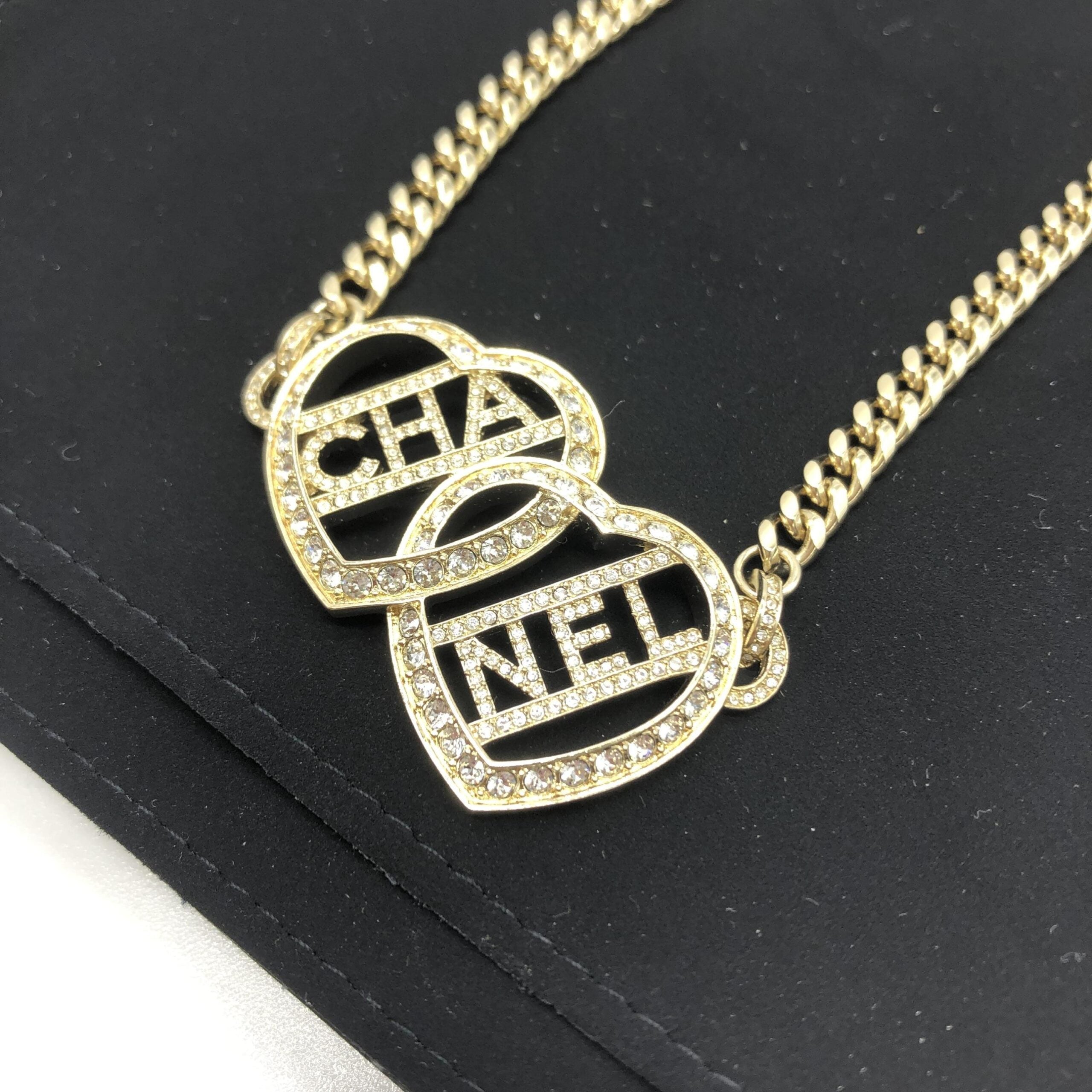 Pre-Owned Chanel Gold Tone Heart Choker Necklace With Logo Gold  Women's AB (Very Good — between Lightly Used and Used)