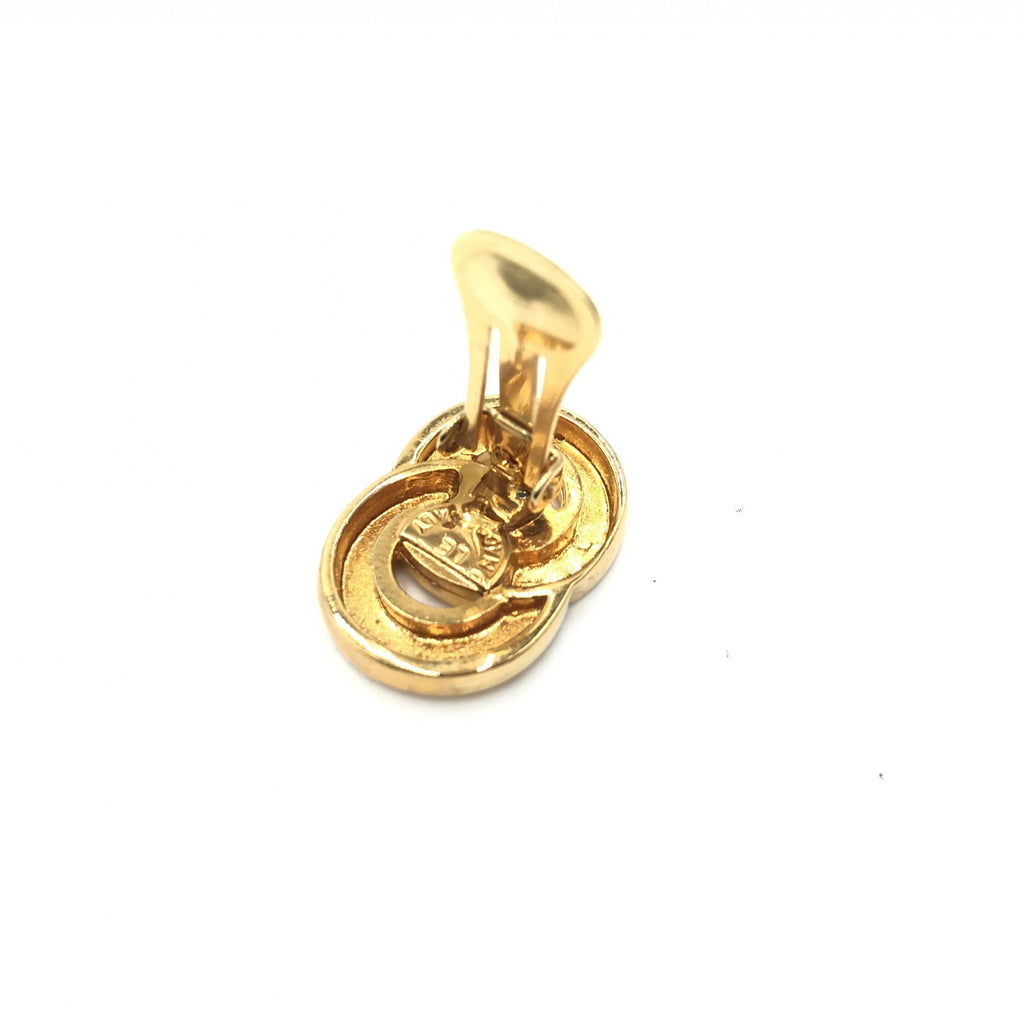 Celine Gold Tone Double Round Motif Earrings - PreLoved & Luxe