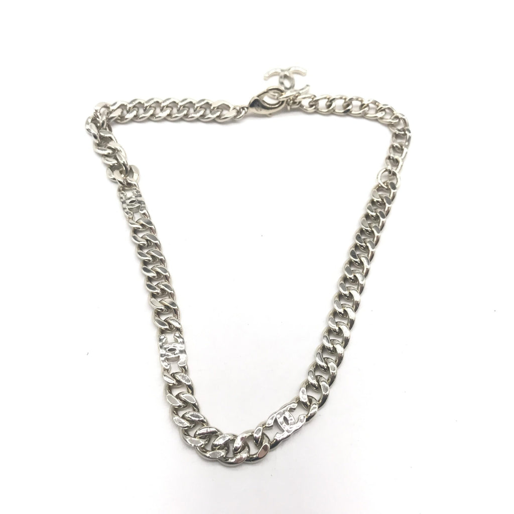 Chanel Silver Tone Curb Chain Link Necklace - PreLoved & Luxe
