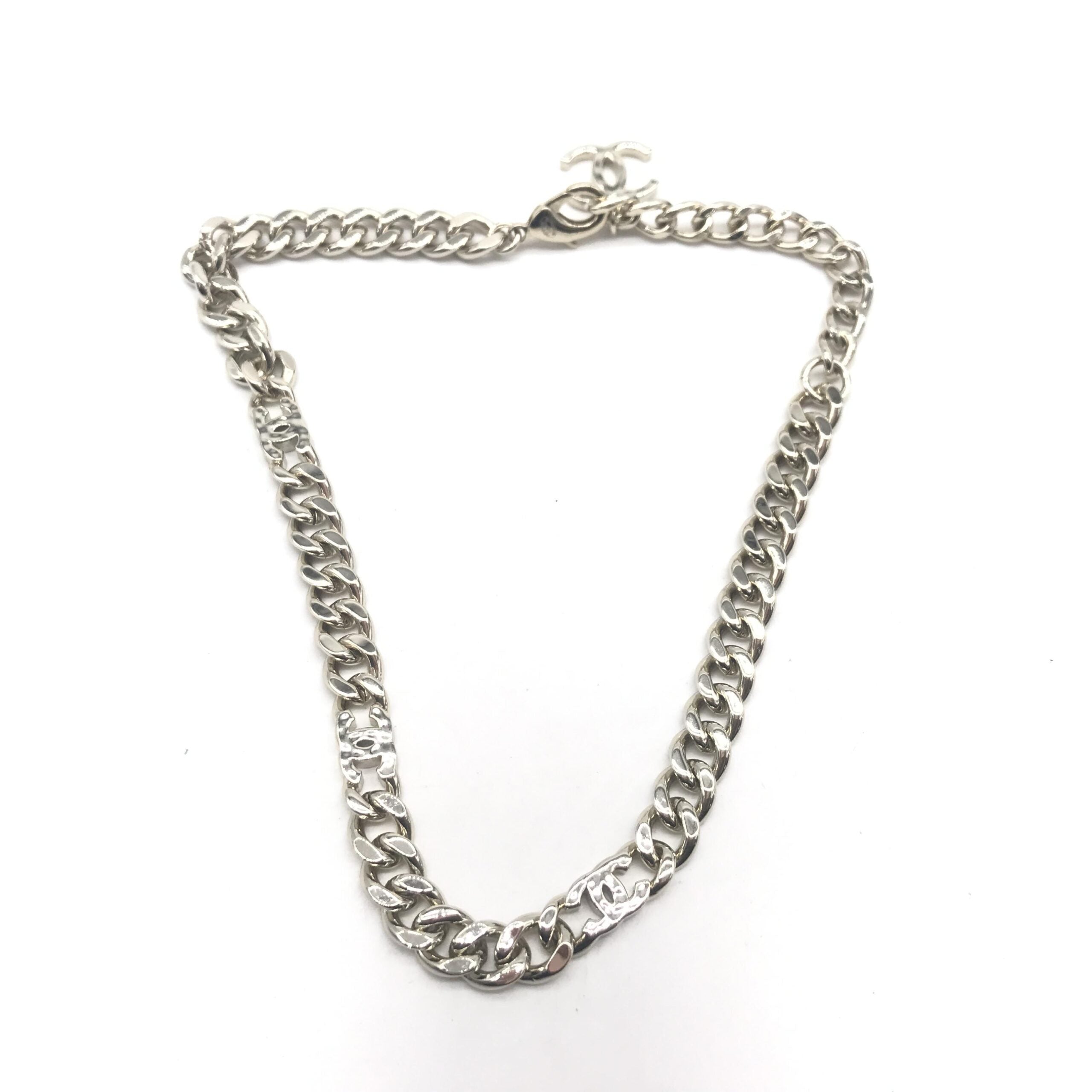 Chanel Silver Tone Curb Chain Link Necklace - PreLoved & Luxe