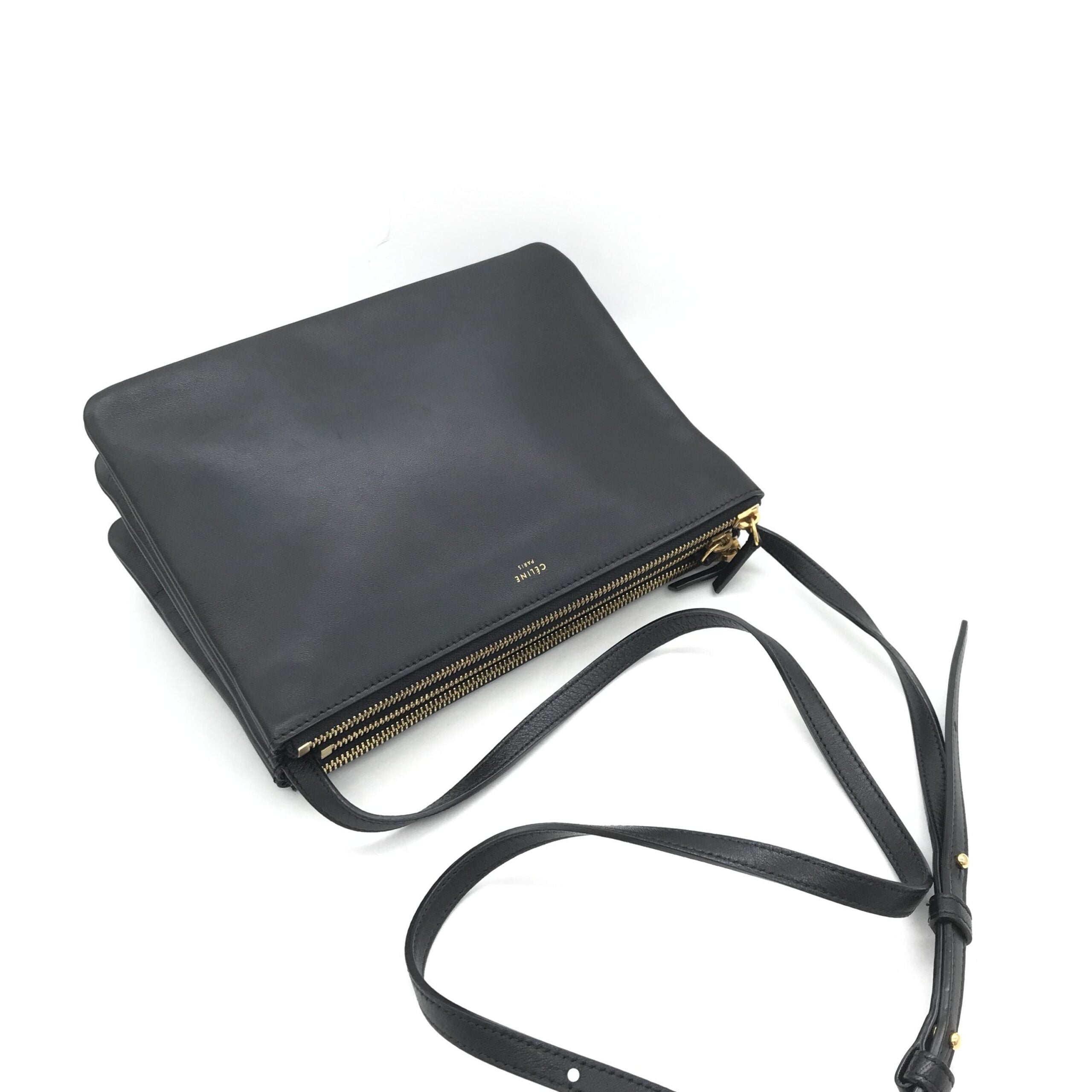 Celine Trio Black Leather Shoulder Bag - PreLoved & Luxe