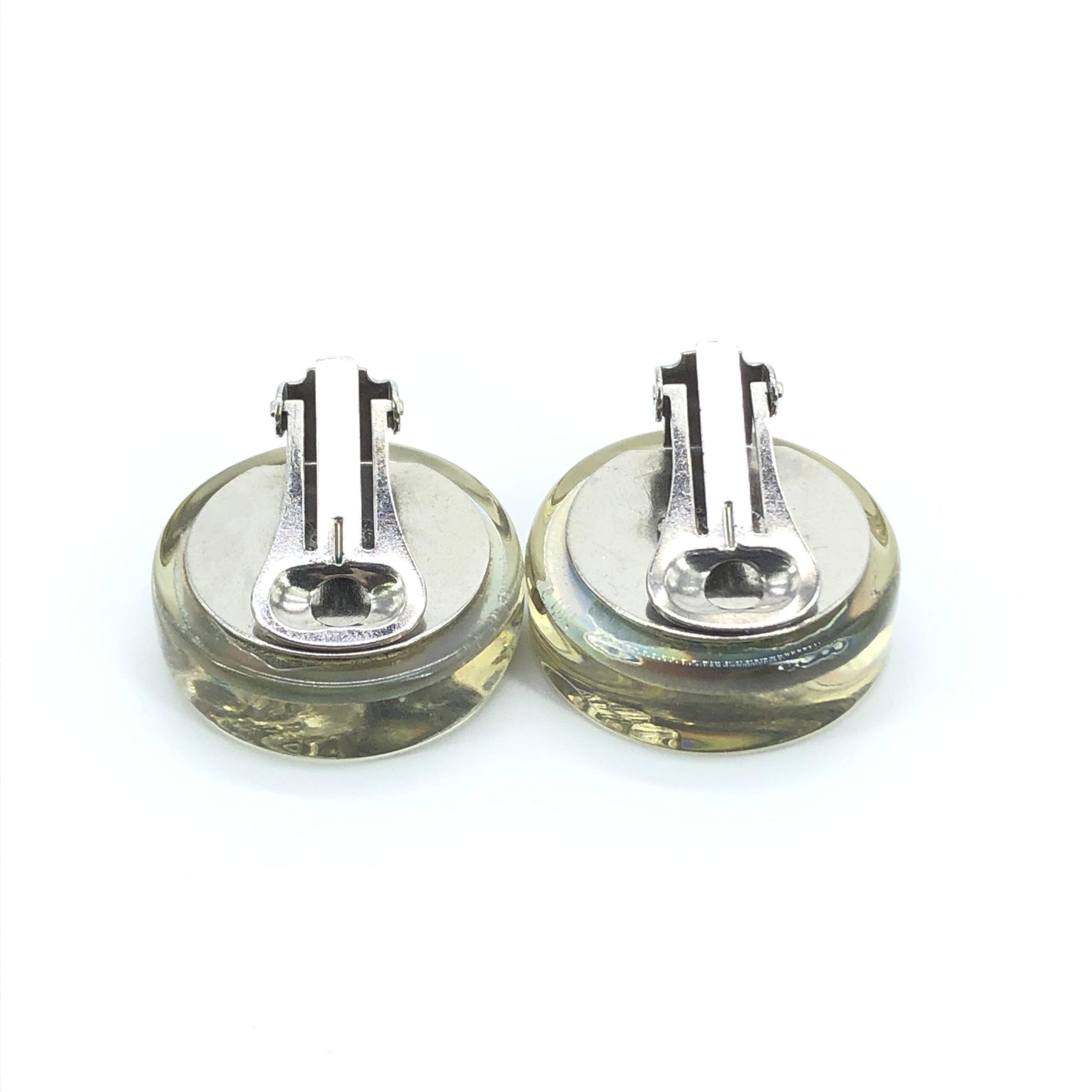 Chanel Vintage Holographic Logo Clip-On Earrings - PreLoved & Luxe