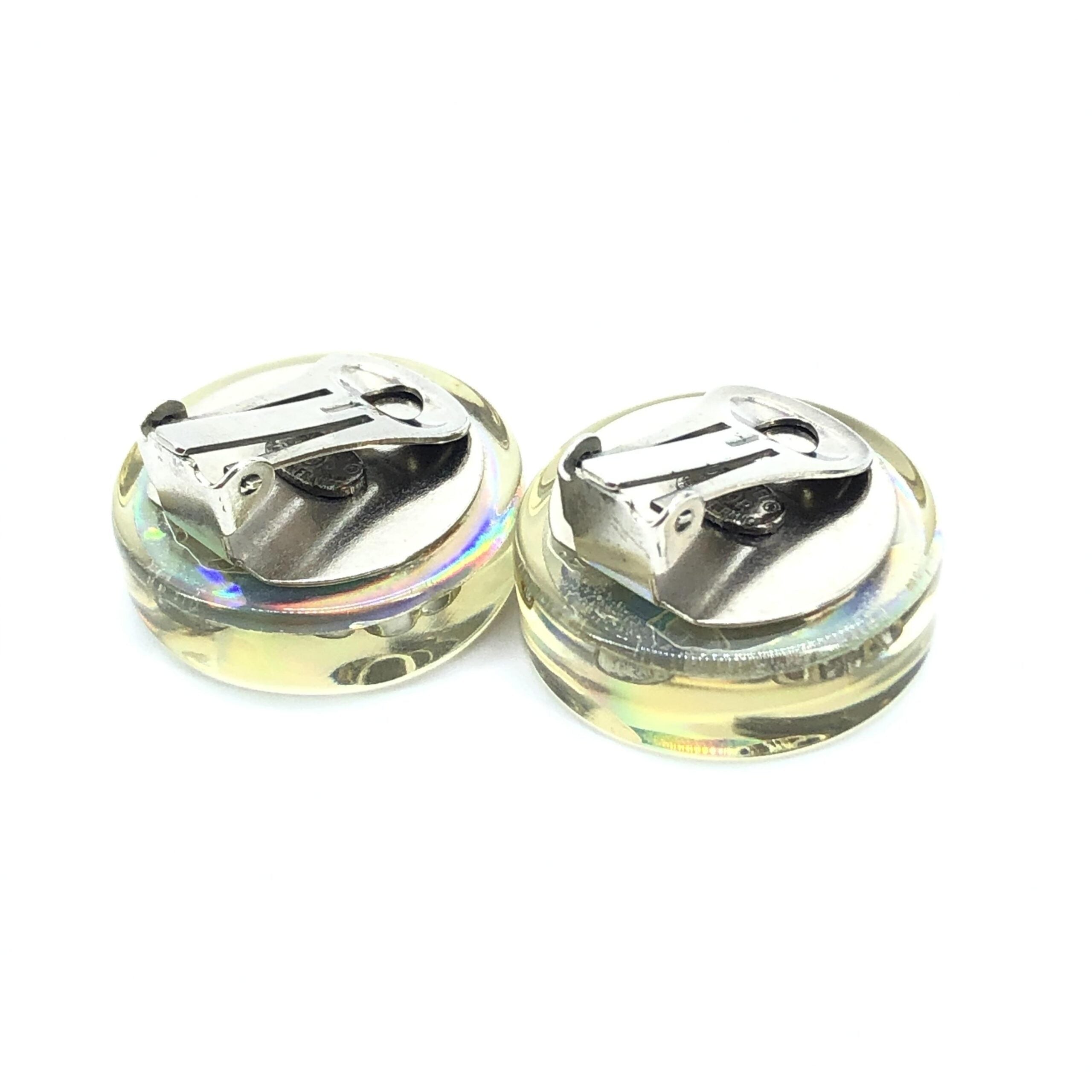 Chanel Vintage Holographic Logo Clip-On Earrings - PreLoved & Luxe