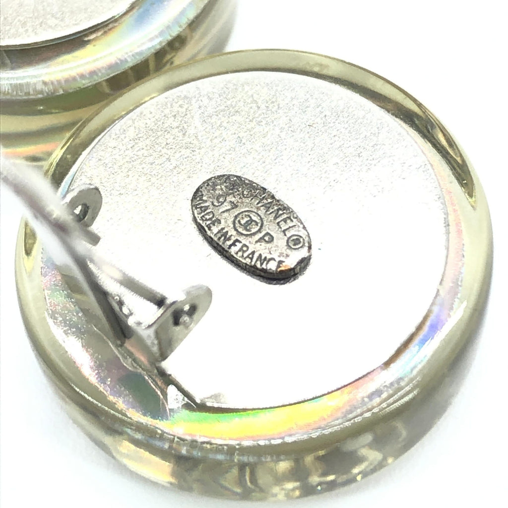 Chanel Vintage Holographic Logo Clip-On Earrings - PreLoved & Luxe