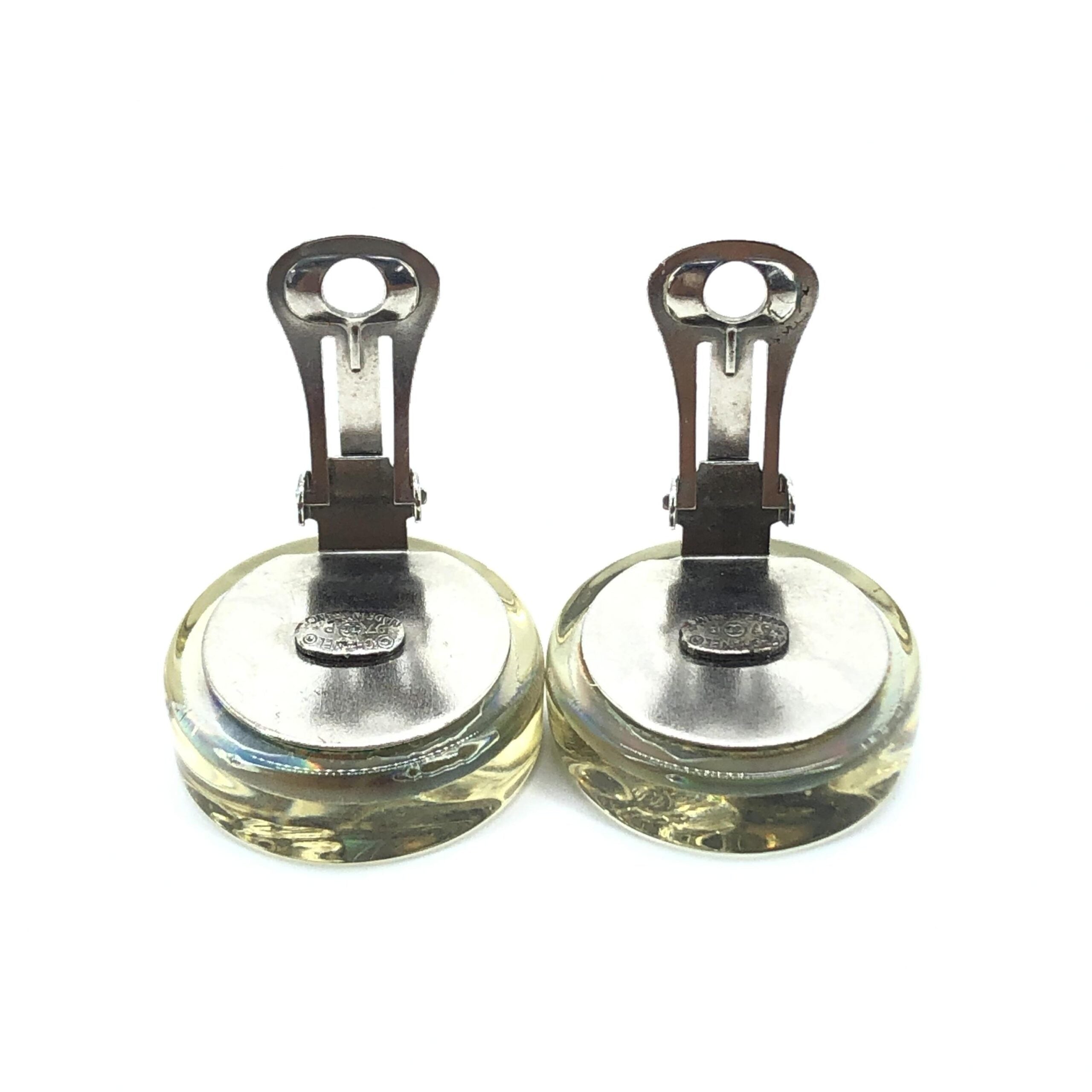 Chanel Vintage Holographic Logo Clip-On Earrings - PreLoved & Luxe