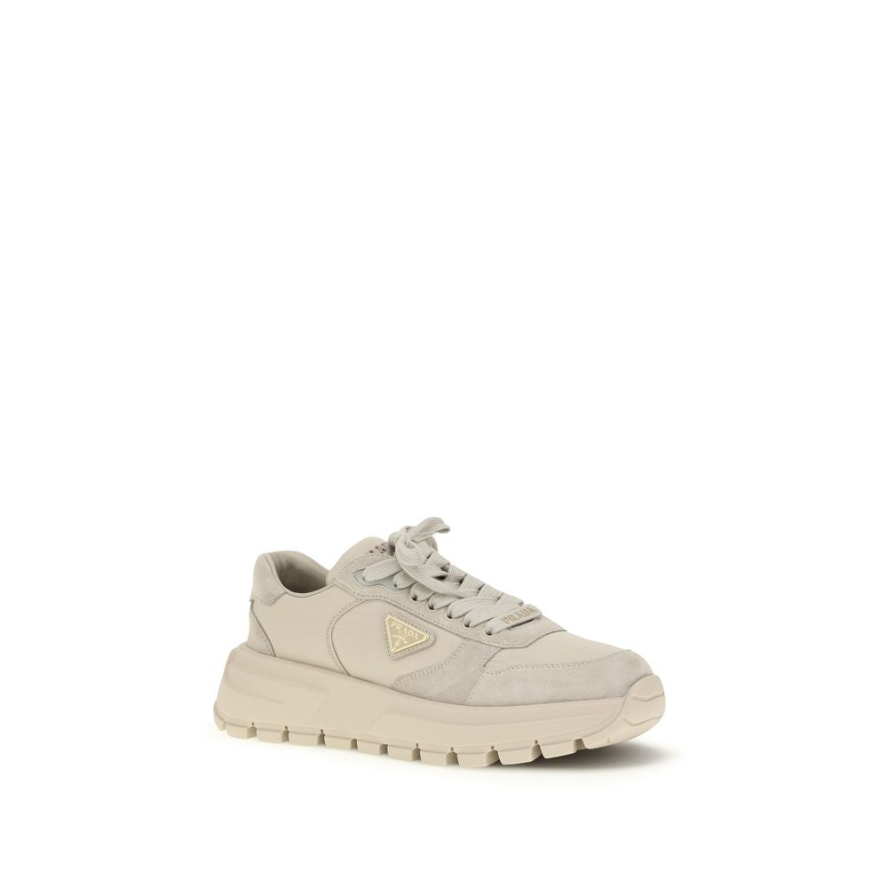 Prada Beige Leather Athletic Sneakers