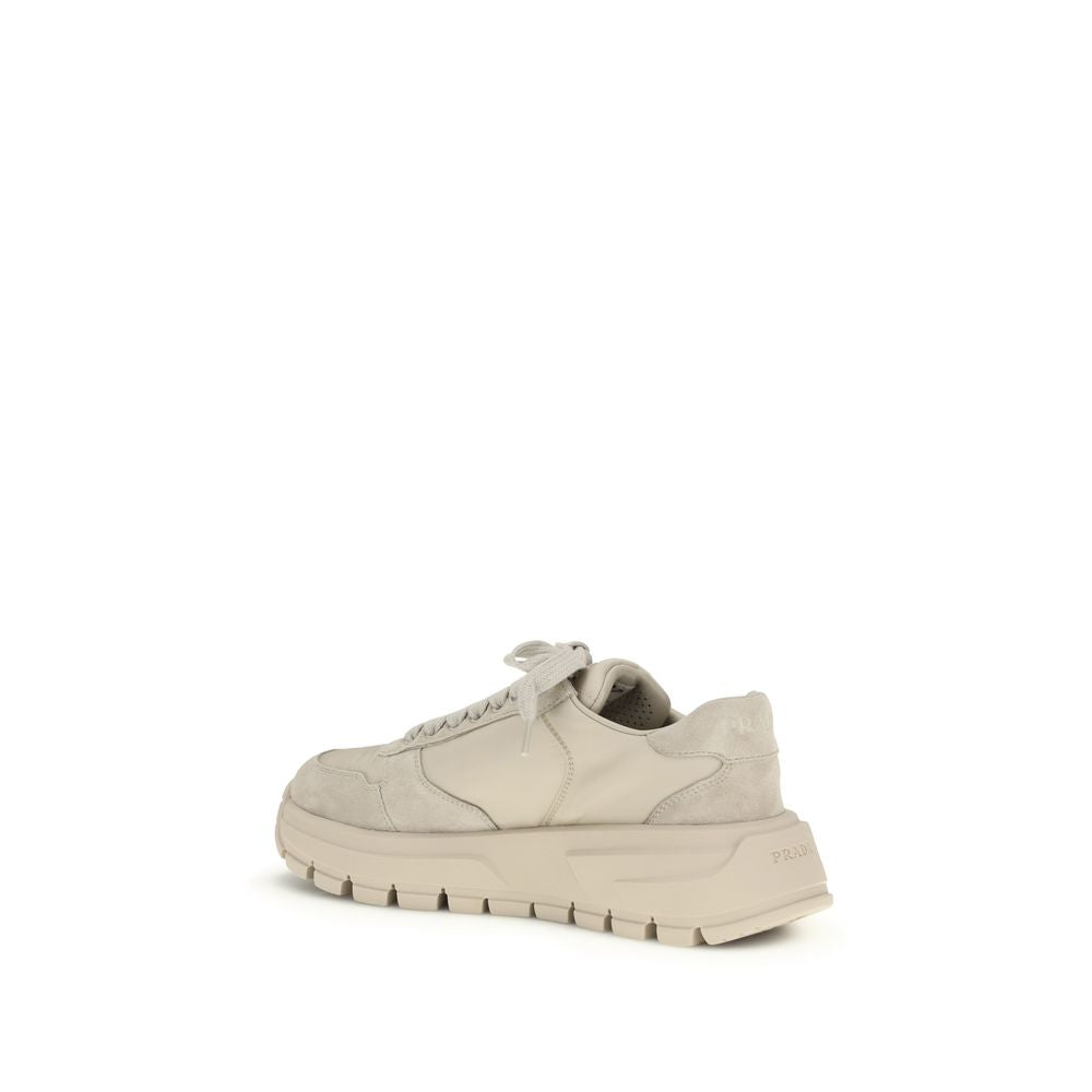 Prada Beige Leather Athletic Sneakers