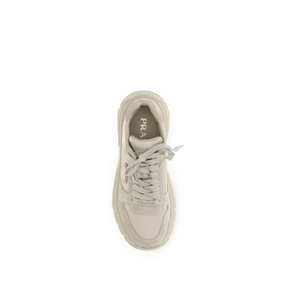 Prada Beige Leather Athletic Sneakers