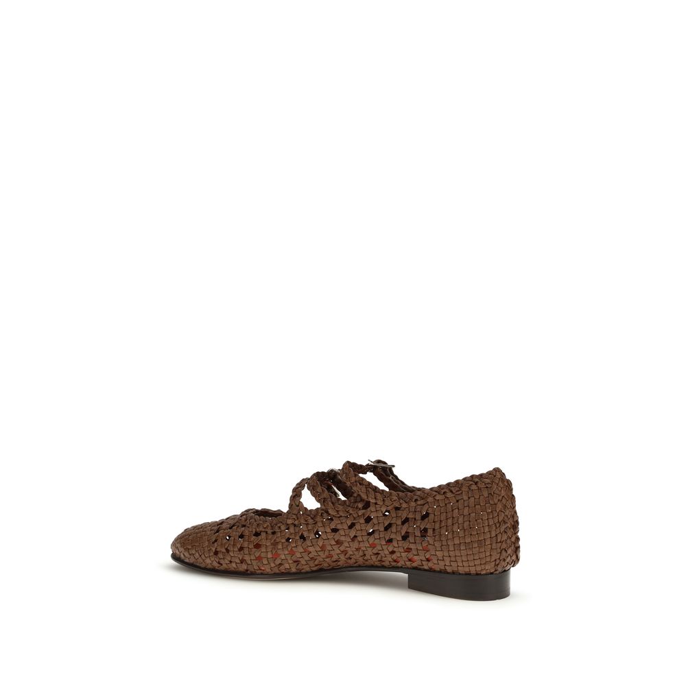 Carel Paris Brown Leather Ballet Flats