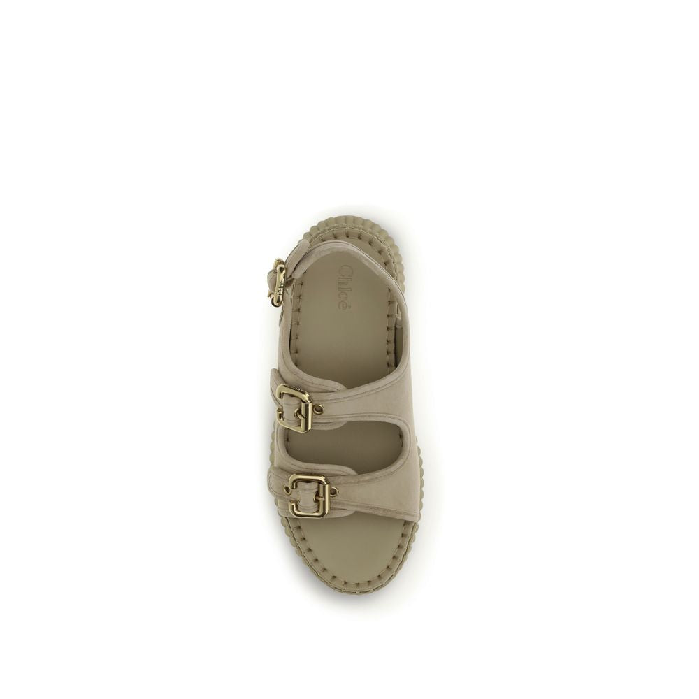 Chloé Beige Leather Platform Sandals