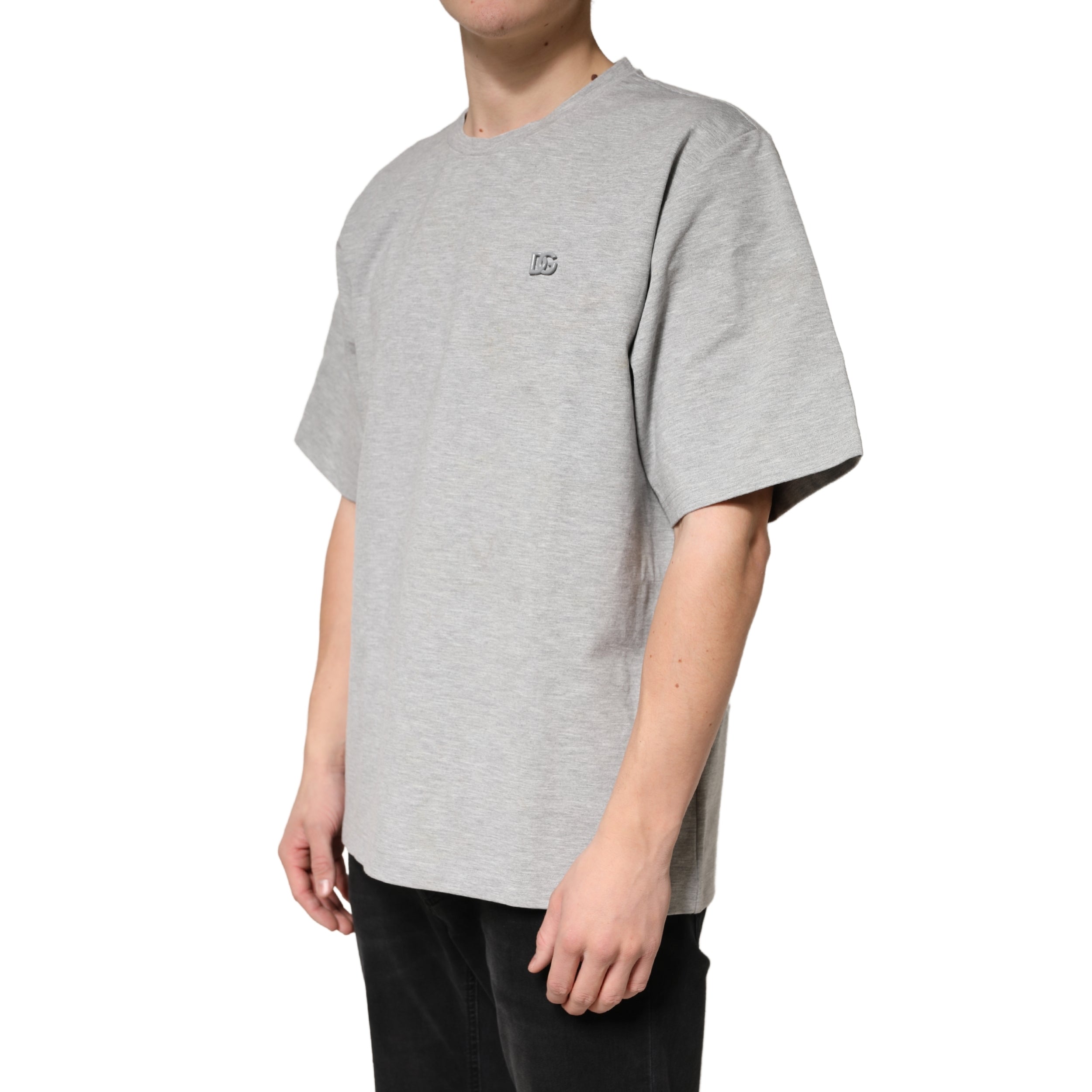 Dolce & Gabbana Grey Cotton Crewneck Short Sleeve T-Shirt