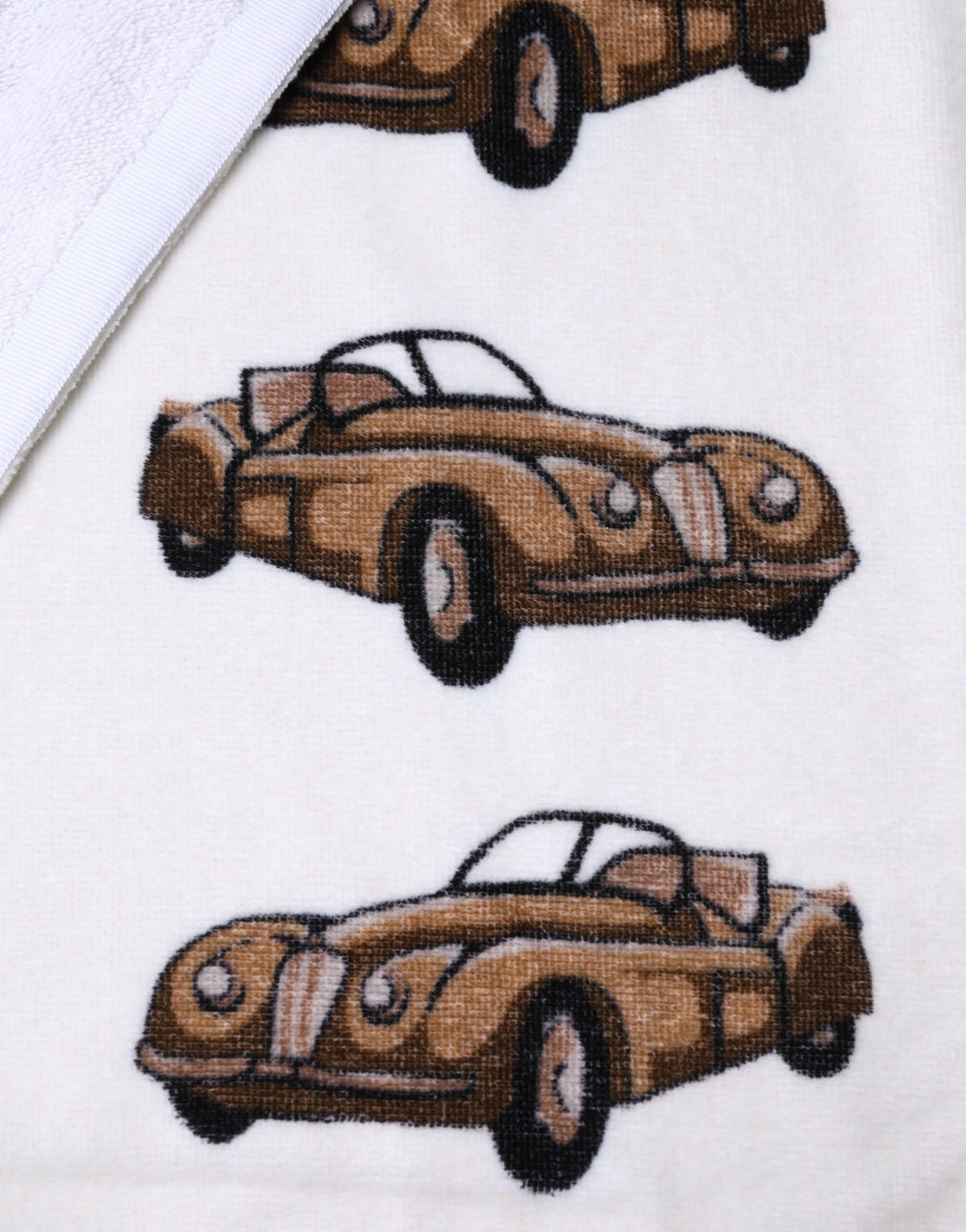 Dolce & Gabbana Towel White Cotton Car Graphic Print 115cm x 180cm Beach