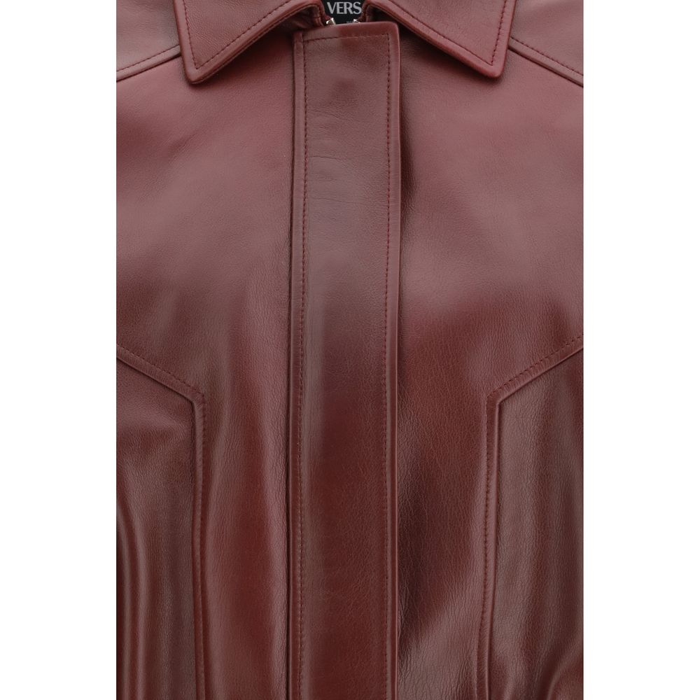 Versace Bordeaux Leather Jacket - PreLoved & Luxe