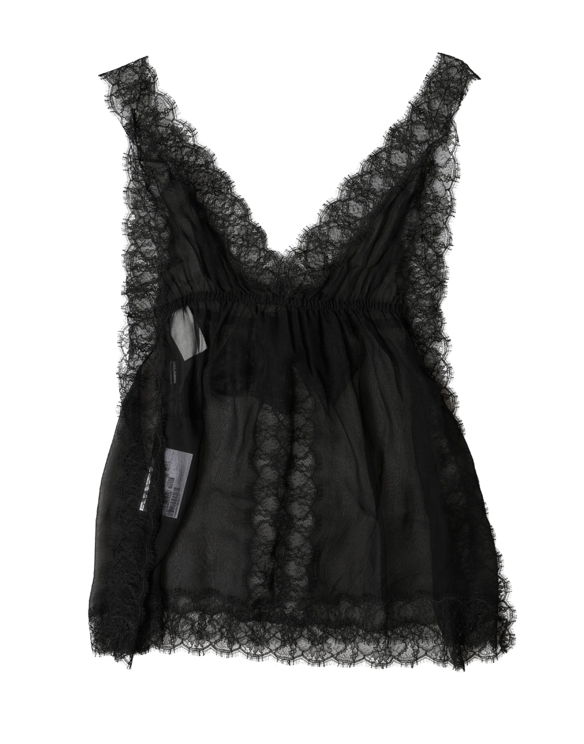 Pre-Owned Dolce & Gabbana Black Silk Floral Lace Lingerie Top Underwear