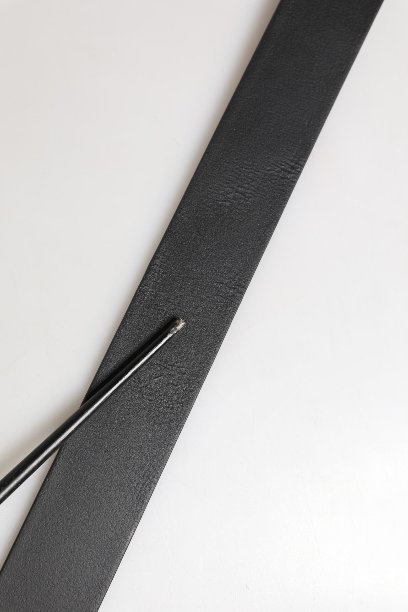 Pre-Owned Dolce & Gabbana Black Calf Leather Silver Metal Buckle Belt