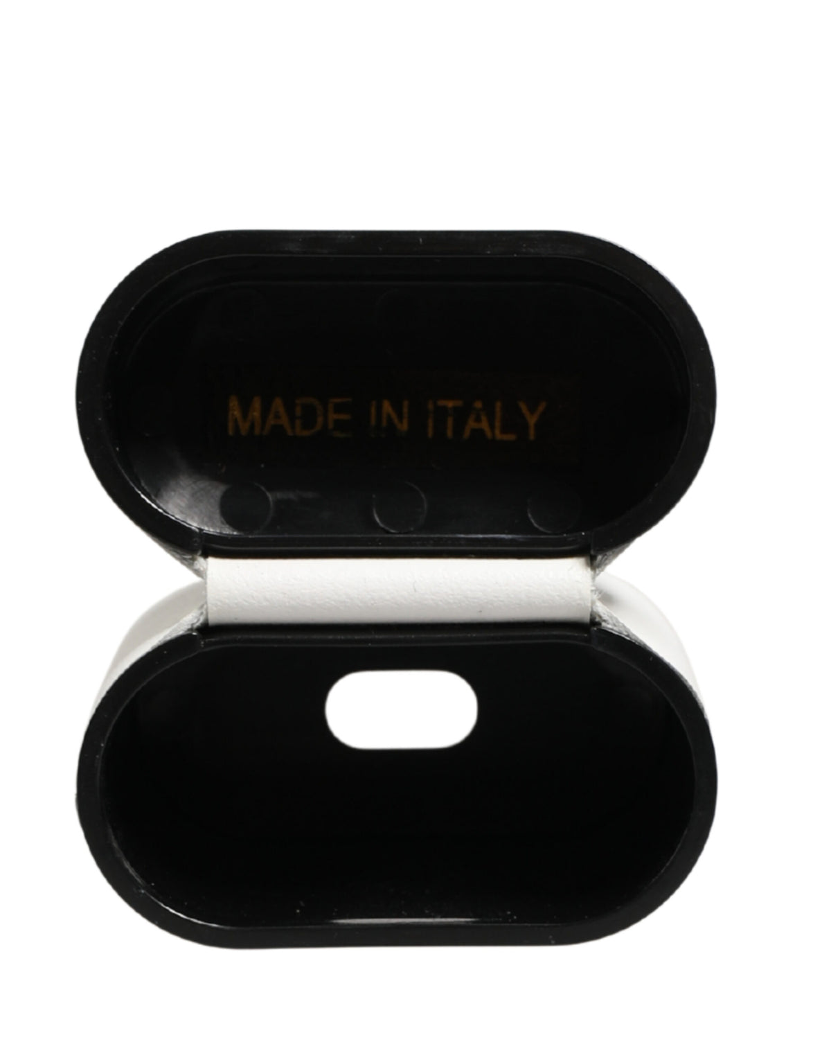 Dolce & Gabbana White Leather Logo Print Flip Holder Airpods Case
