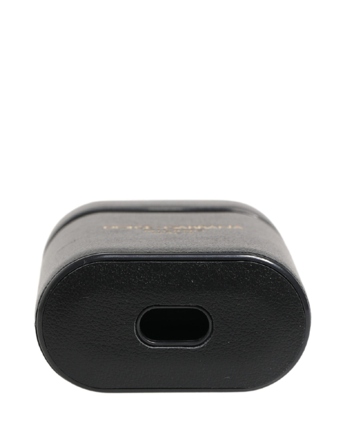 Dolce & Gabbana Black Leather Logo Print Flip Holder Airpods Case