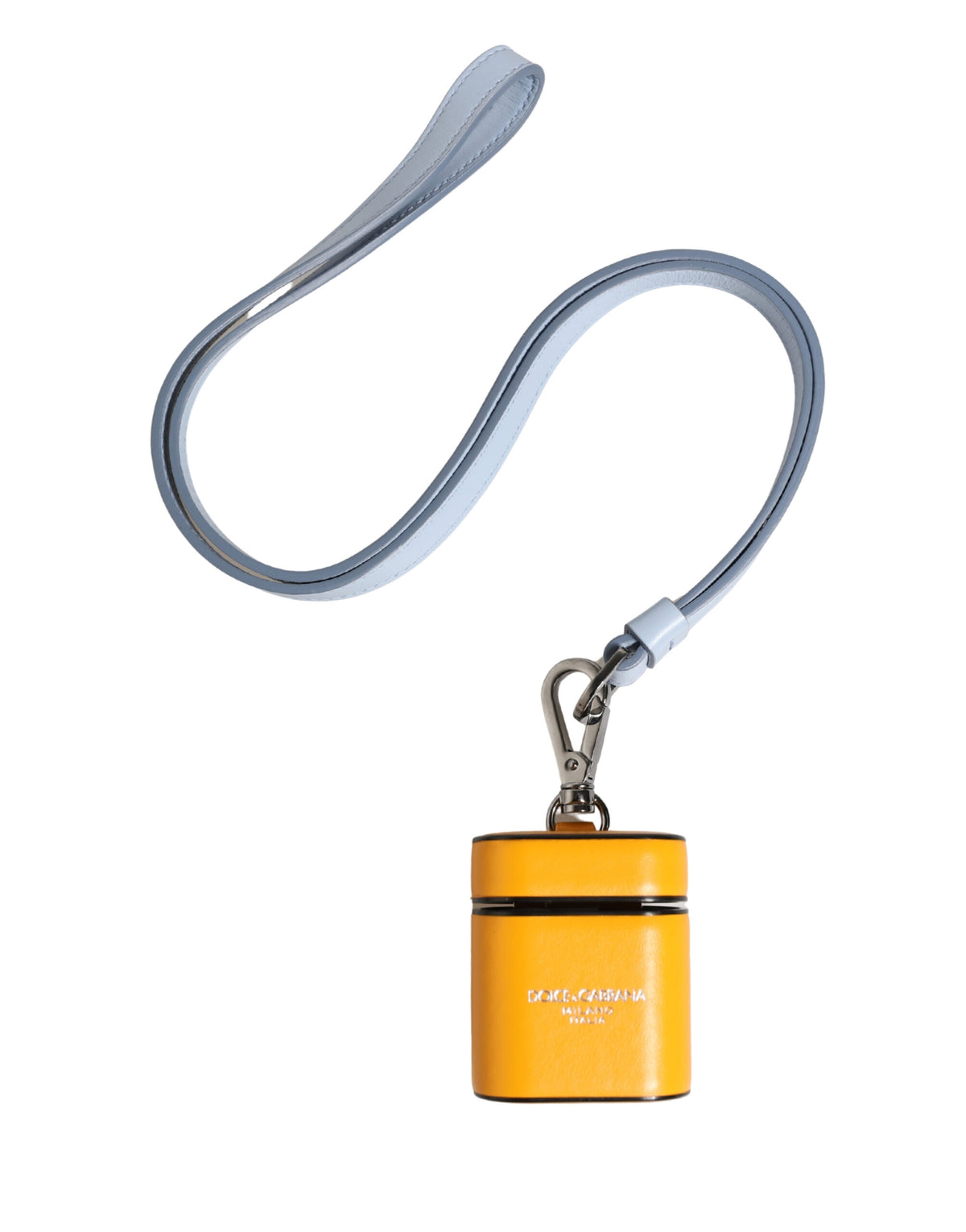 Dolce & Gabbana Case Yellow Leather Logo Flip Holder Strap Airpods