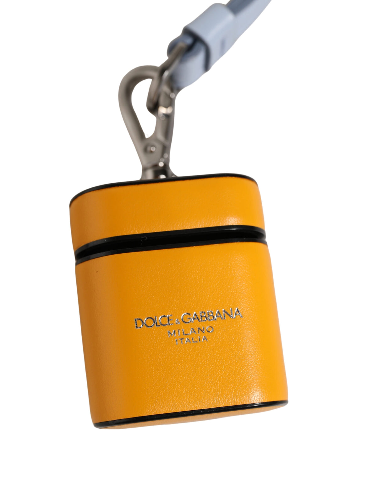 Dolce & Gabbana Case Yellow Leather Logo Flip Holder Strap Airpods