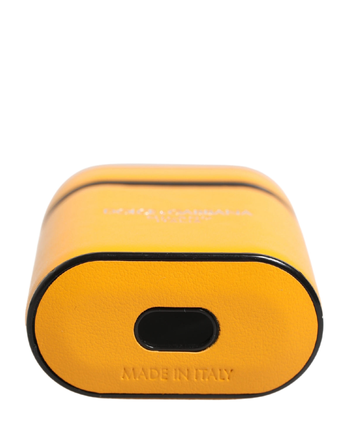 Dolce & Gabbana Case Yellow Leather Logo Flip Holder Strap Airpods