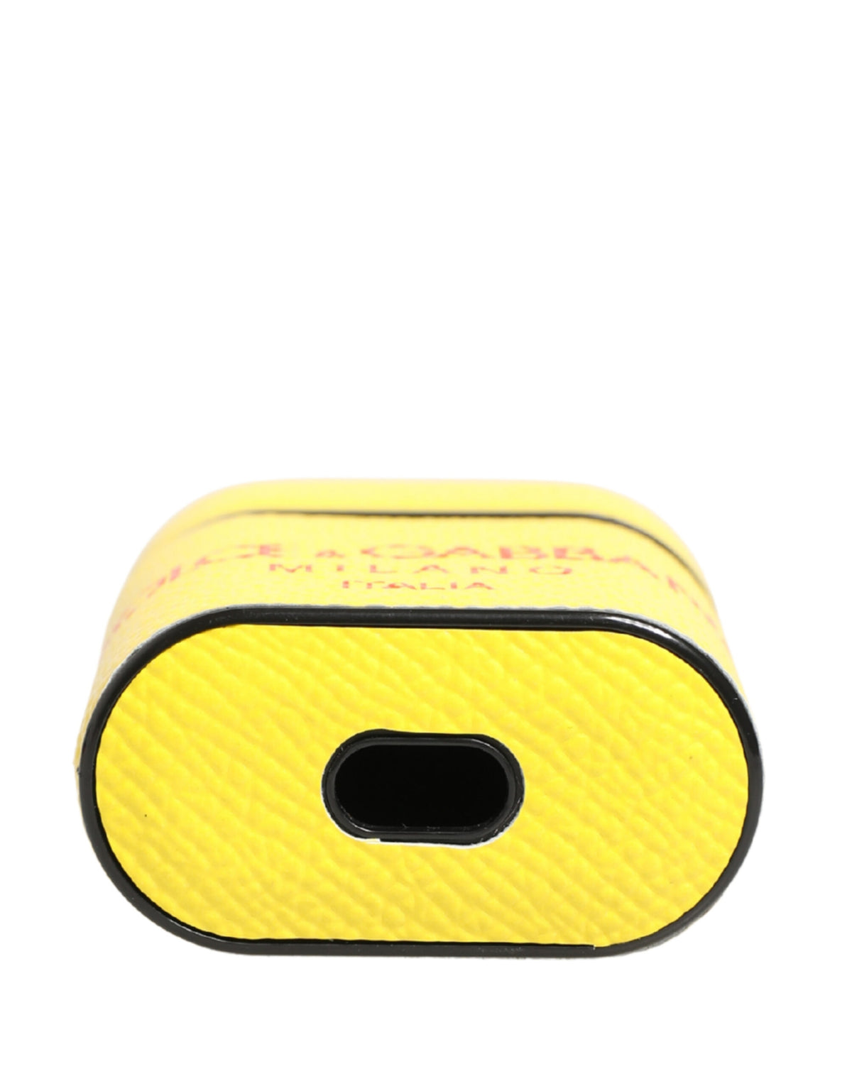 Dolce & Gabbana Yellow Leather Logo Flip Holder Strap Airpods Case