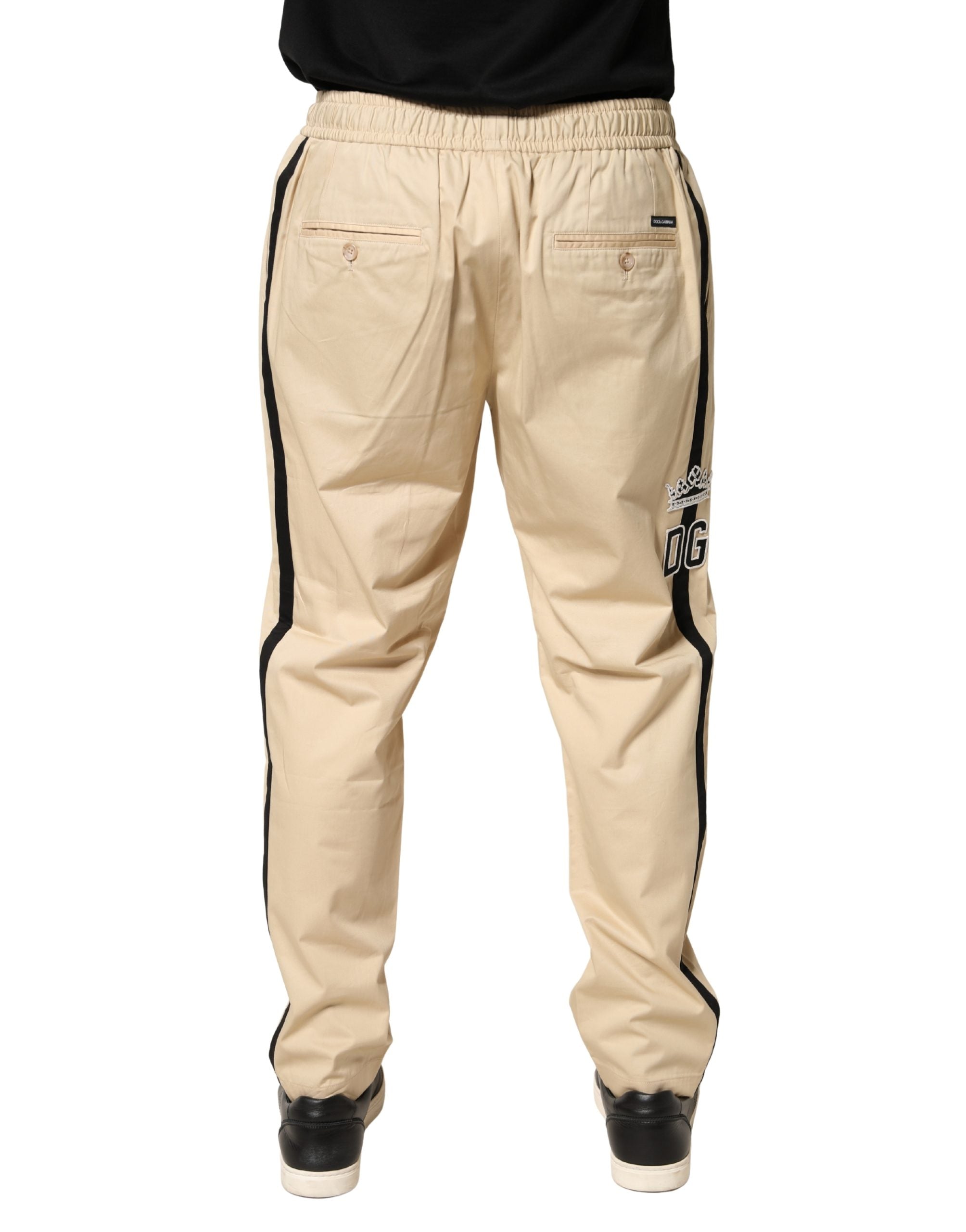 Pre-Owned Dolce & Gabbana Beige Cotton Skinny Men Jogger Trouser Pants