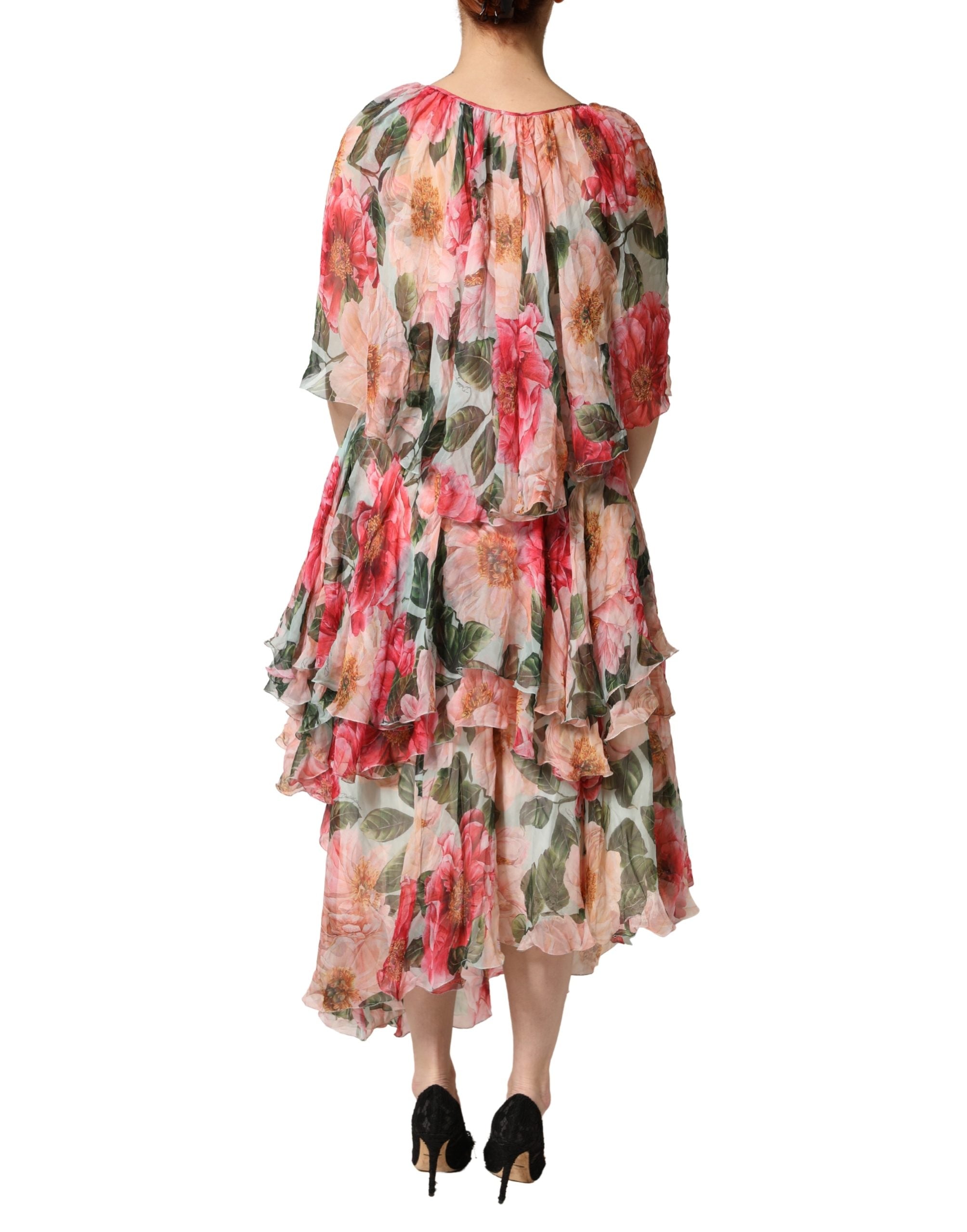 Pre-Owned Dolce & Gabbana Multicolor Floral Silk Layered Maxi Dress