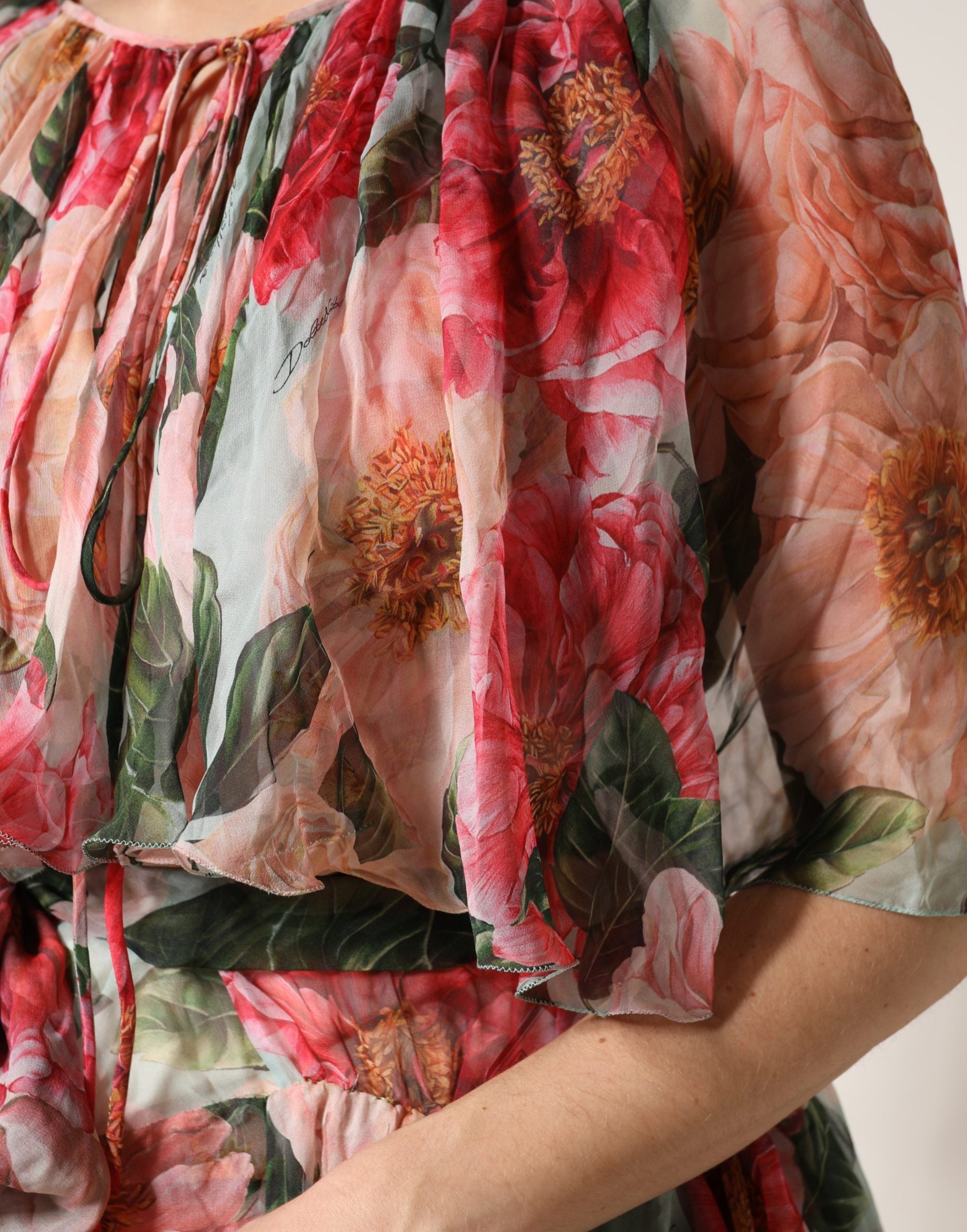 Pre-Owned Dolce & Gabbana Multicolor Floral Silk Layered Maxi Dress
