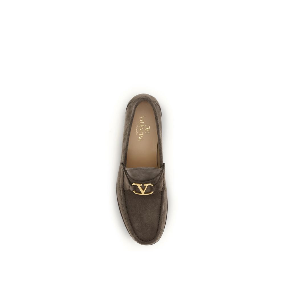 Valentino Garavani Brown Leather Slip-On Loafers