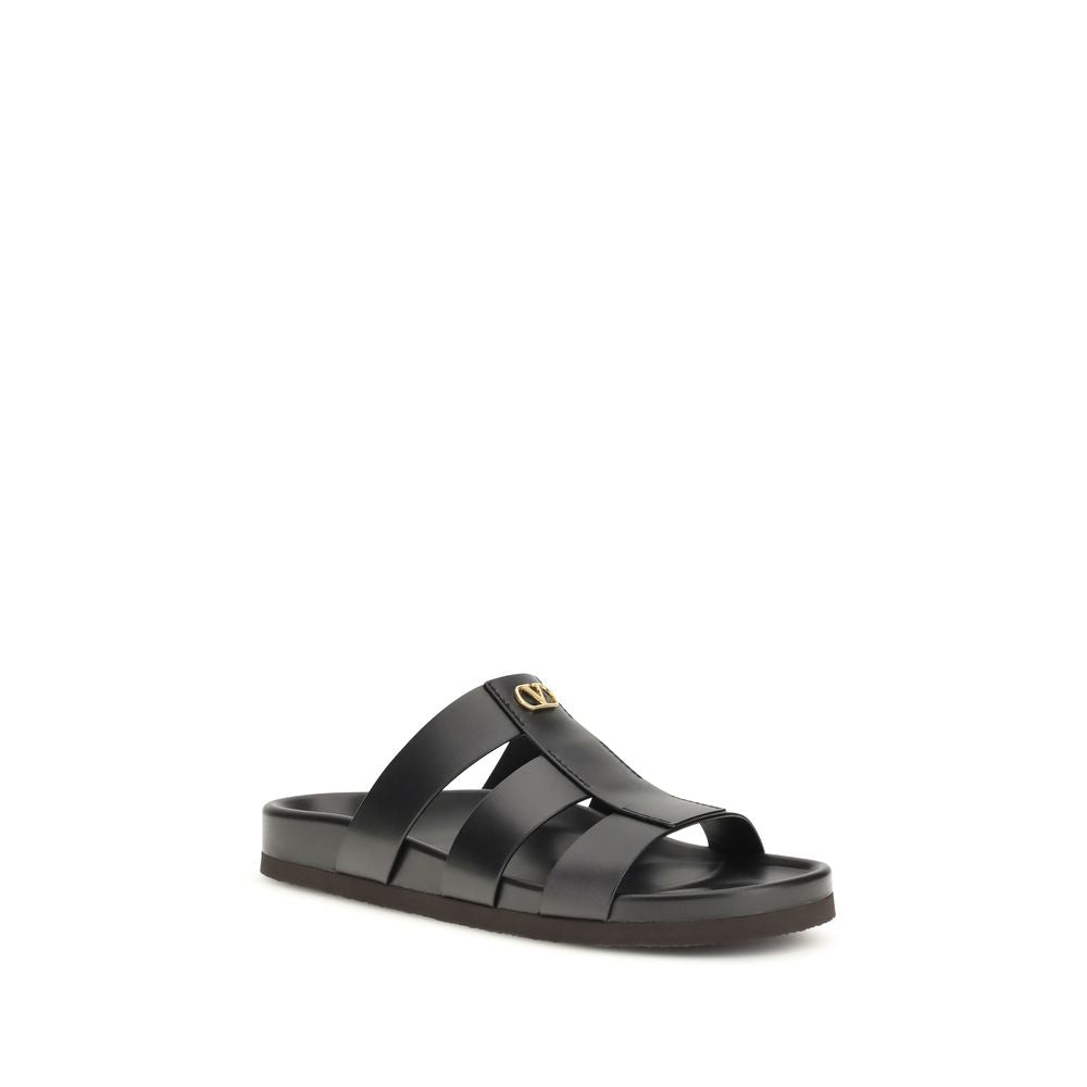 Valentino Garavani Black Leather Sandals