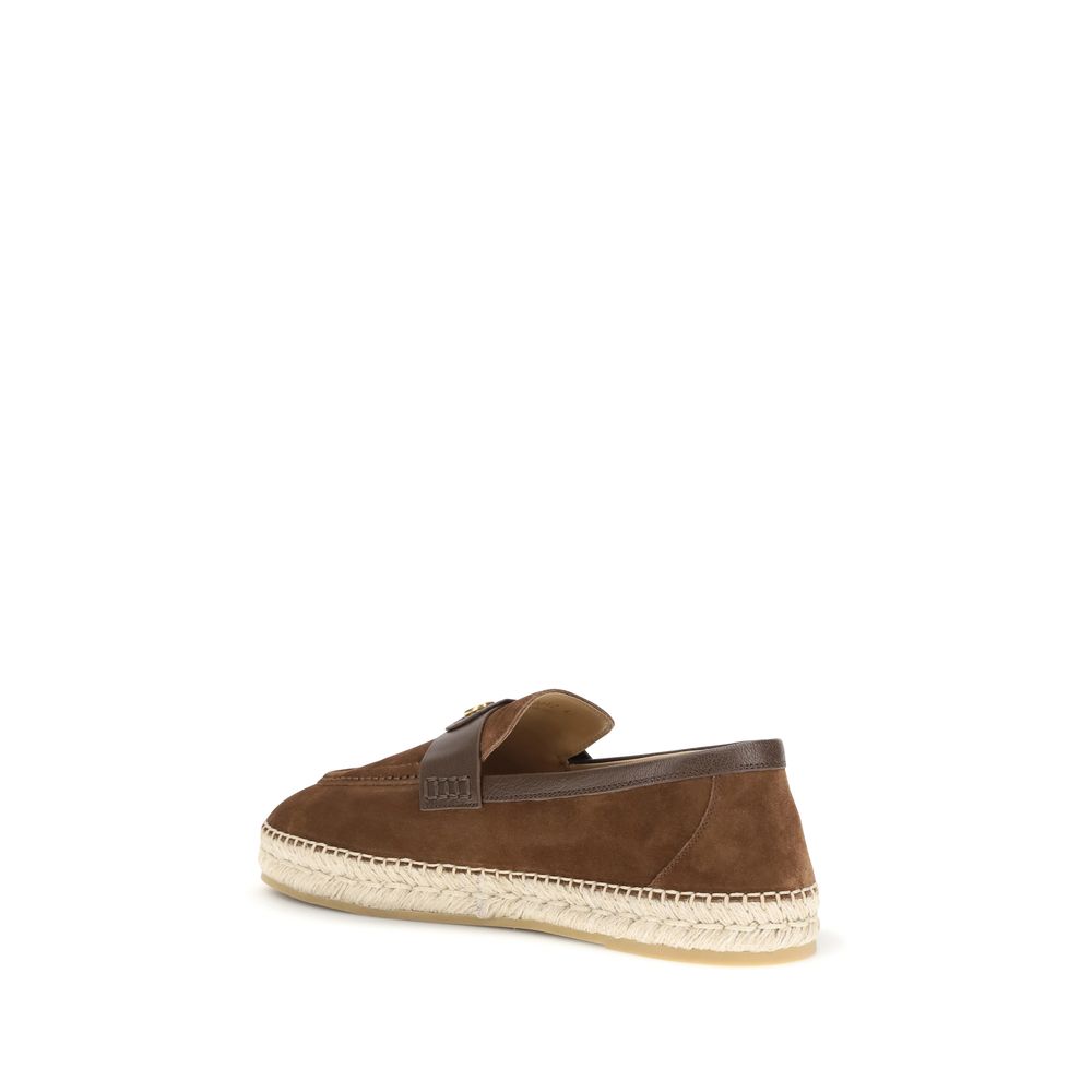 Valentino Garavani Brown Leather Espadrilles