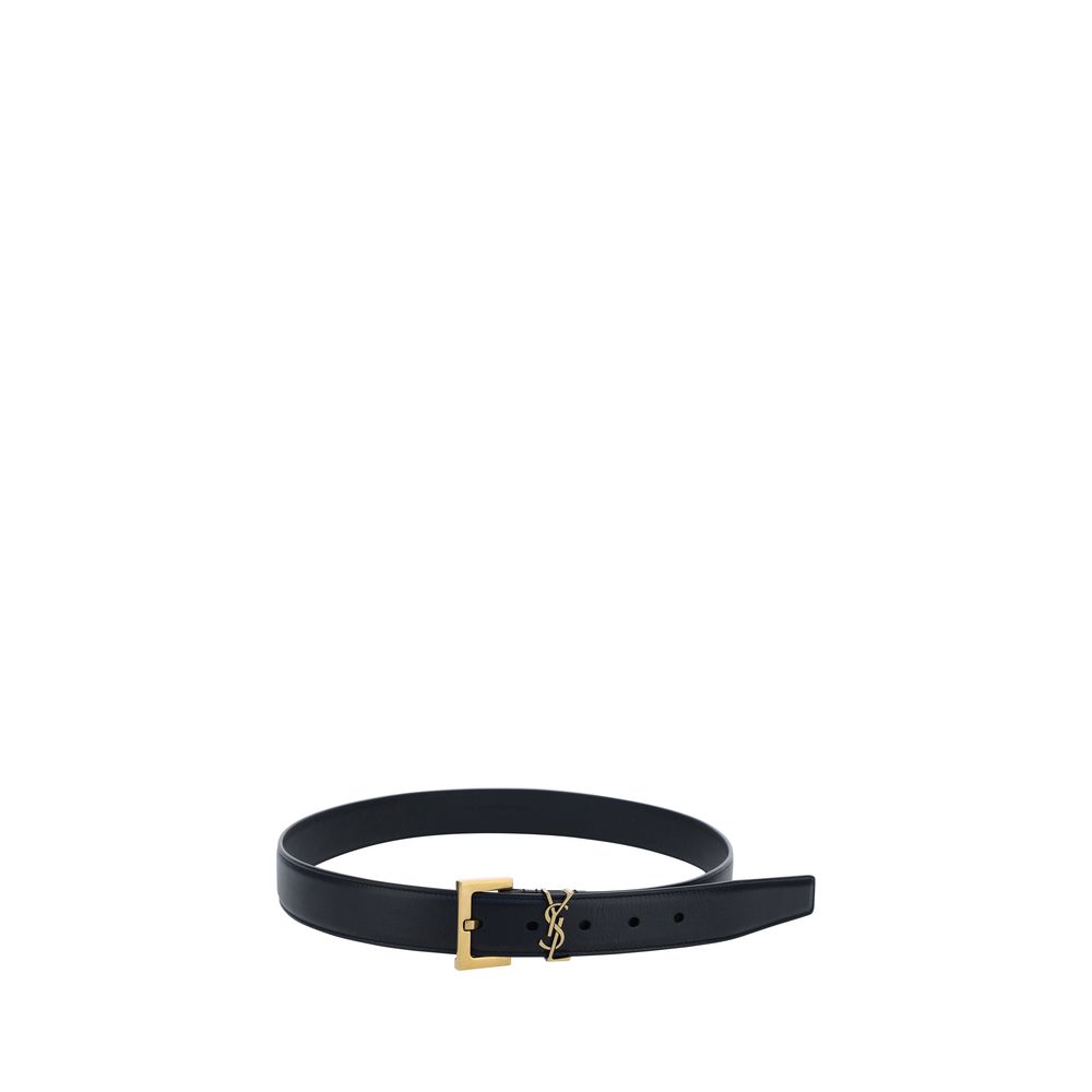 Saint Laurent Black Leather Regular Belt