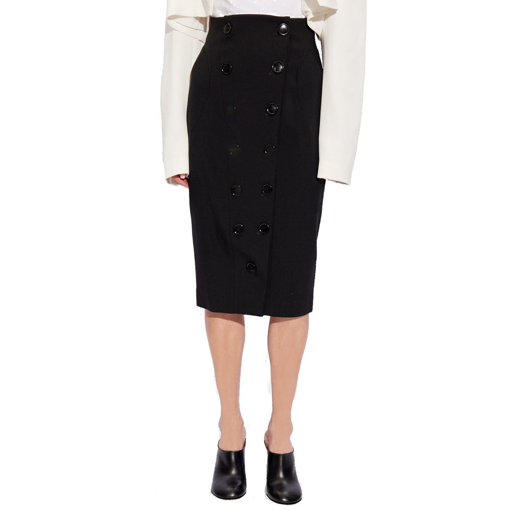 Alaïa Black Wool-Blend Midi Skirt