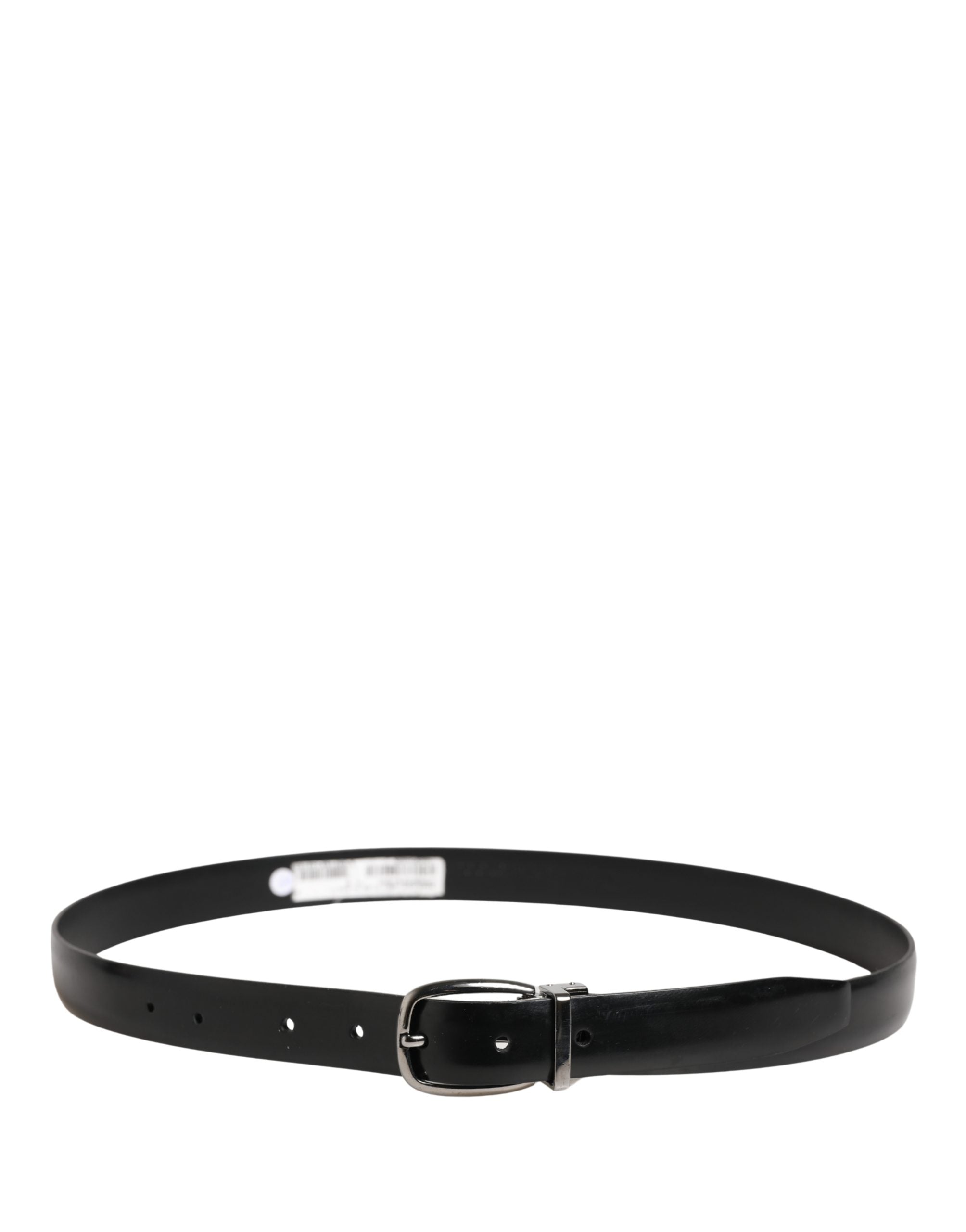Pre-Owned Dolce & Gabbana Men Black Classic Leather Metal Buckle Belt