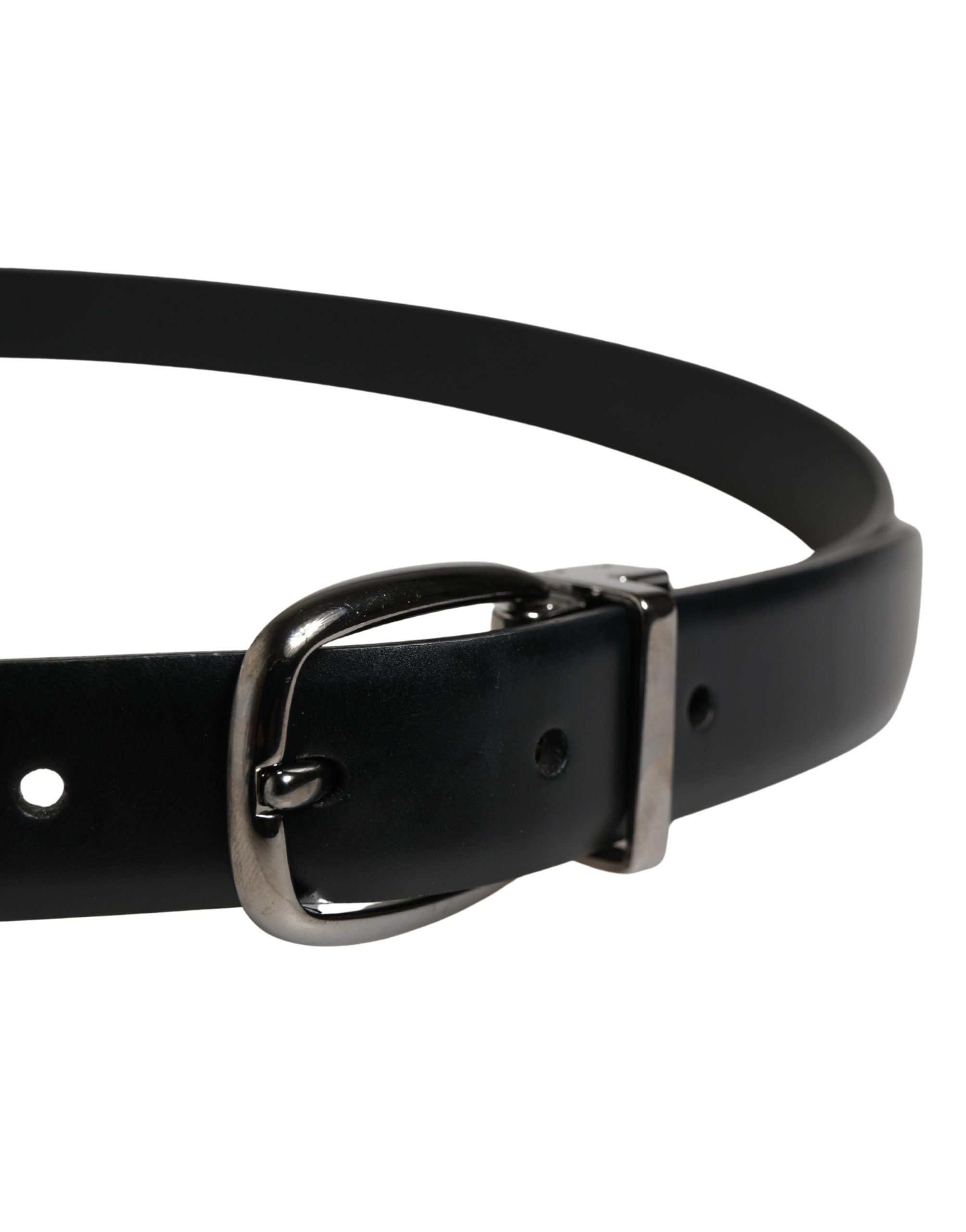 Pre-Owned Dolce & Gabbana Men Black Classic Leather Metal Buckle Belt