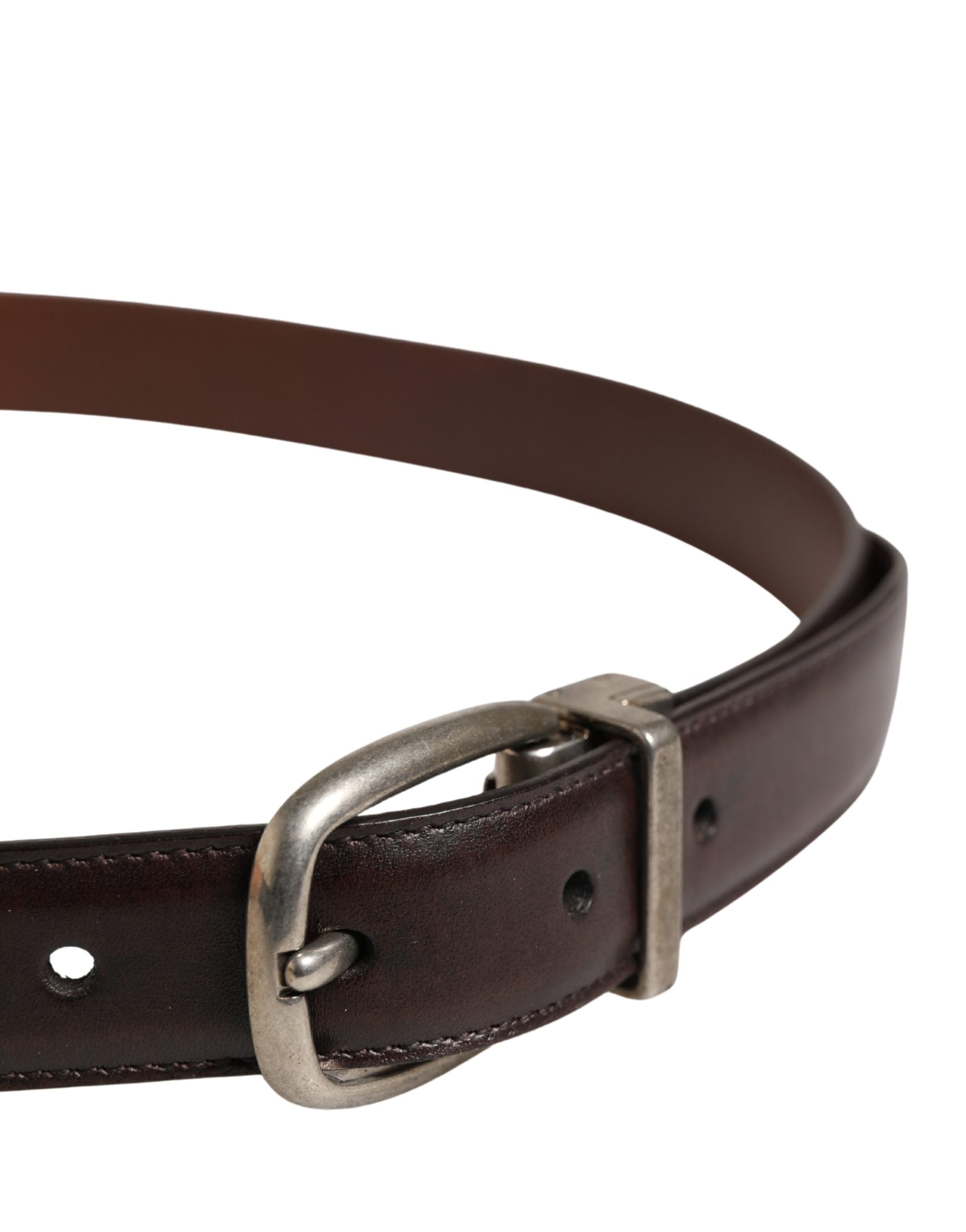 Pre-Owned Dolce & Gabbana Men Brown Classic Leather Metal Buckle Belt