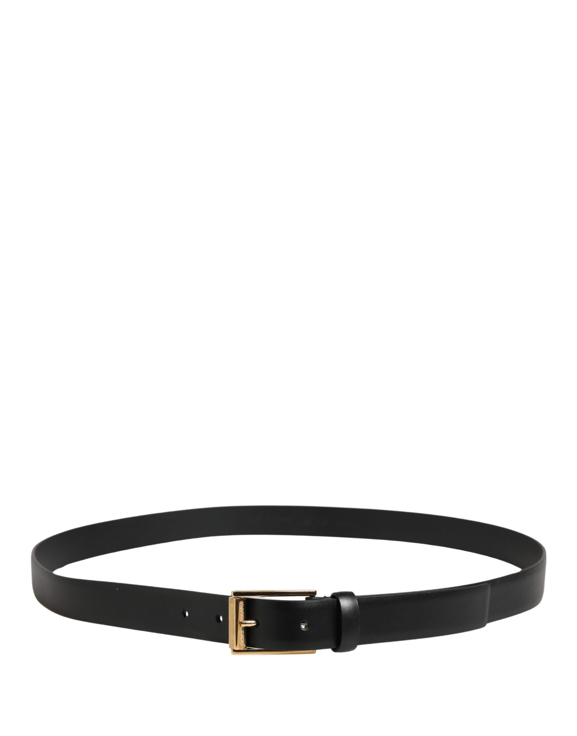 Pre-Owned Dolce & Gabbana Men Black Classic Leather Metal Buckle Belt