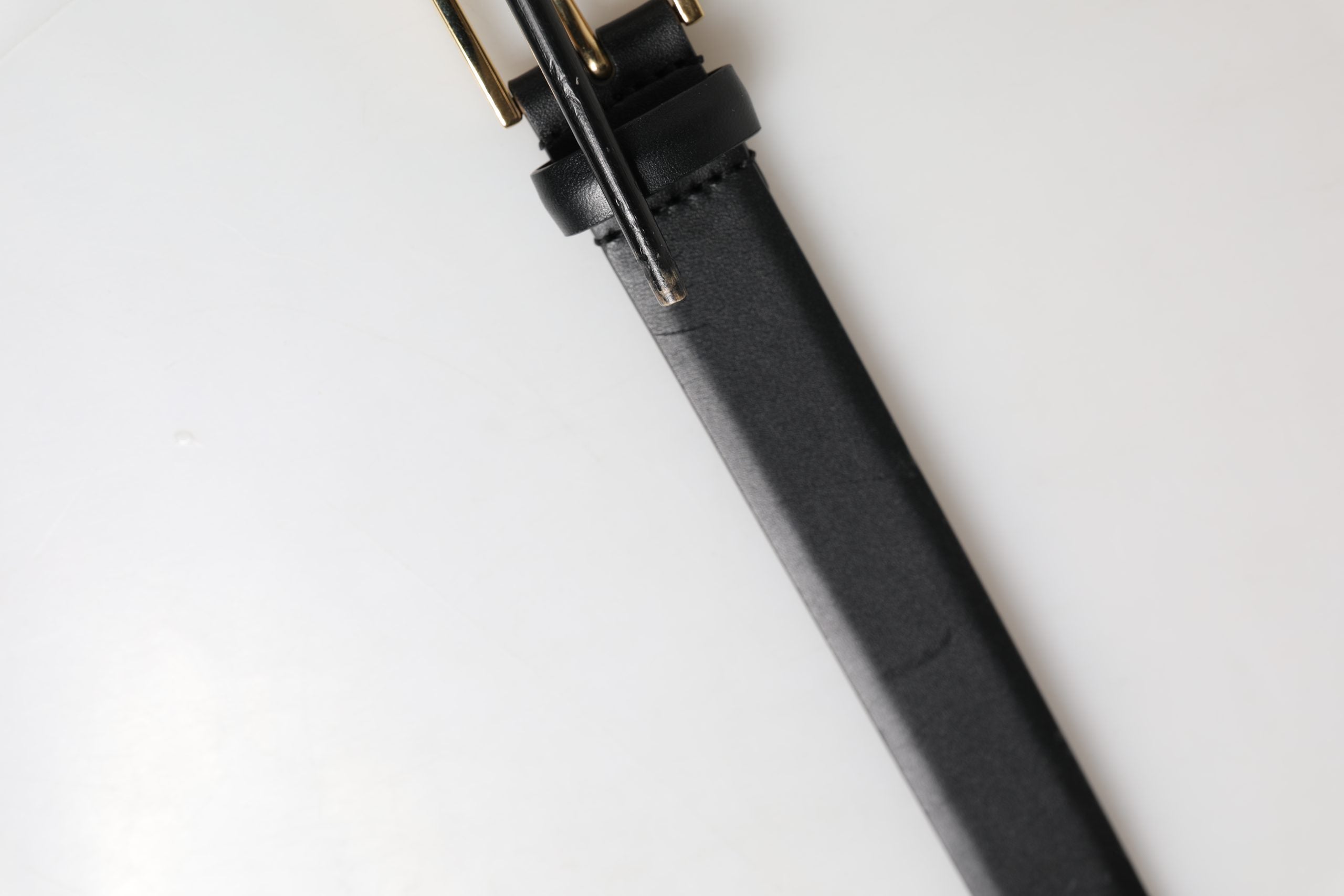 Pre-Owned Dolce & Gabbana Men Black Classic Leather Metal Buckle Belt