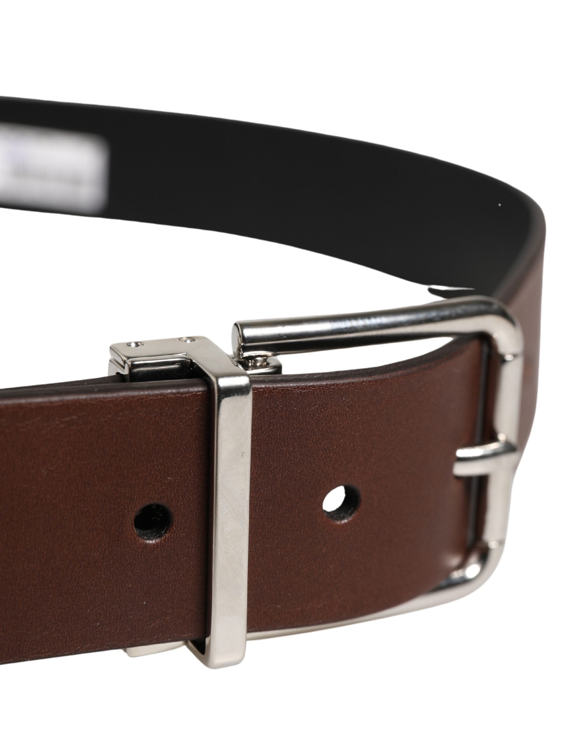 Pre-Owned Dolce & Gabbana Men Brown Classic Leather Metal Buckle Belt