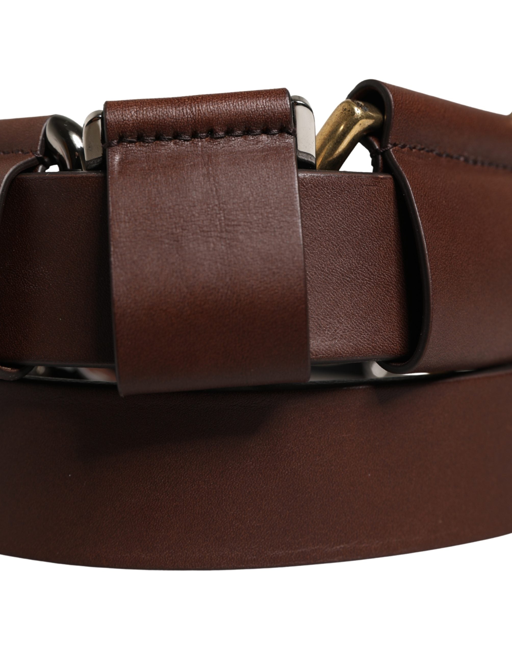 Pre-Owned Dolce & Gabbana Men Brown Classic Leather Metal Buckle Belt