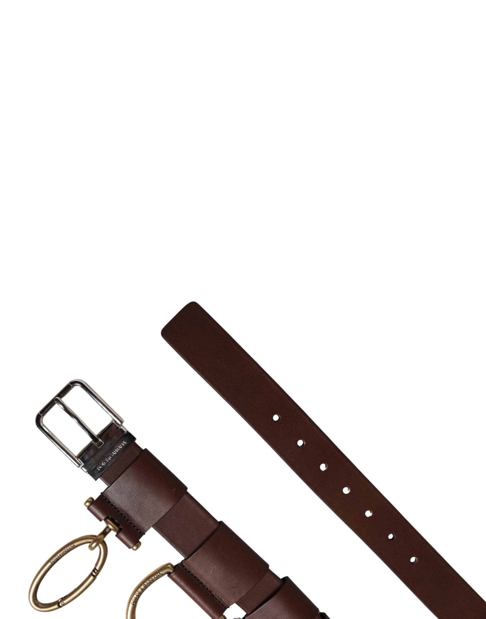 Pre-Owned Dolce & Gabbana Men Brown Classic Leather Metal Buckle Belt